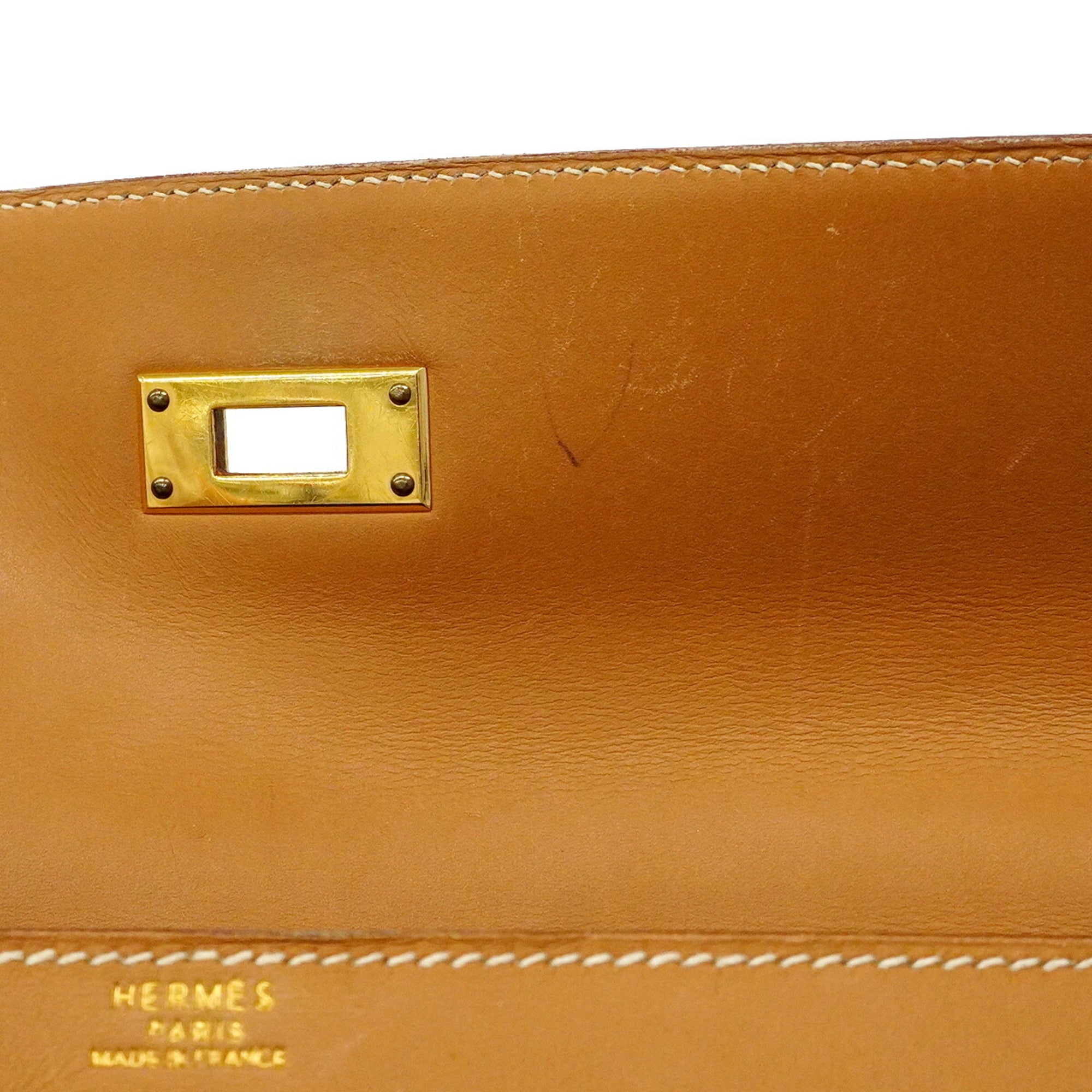 Hermes Natural Sable Box Calf Leather Handbag (Pre-Owned)