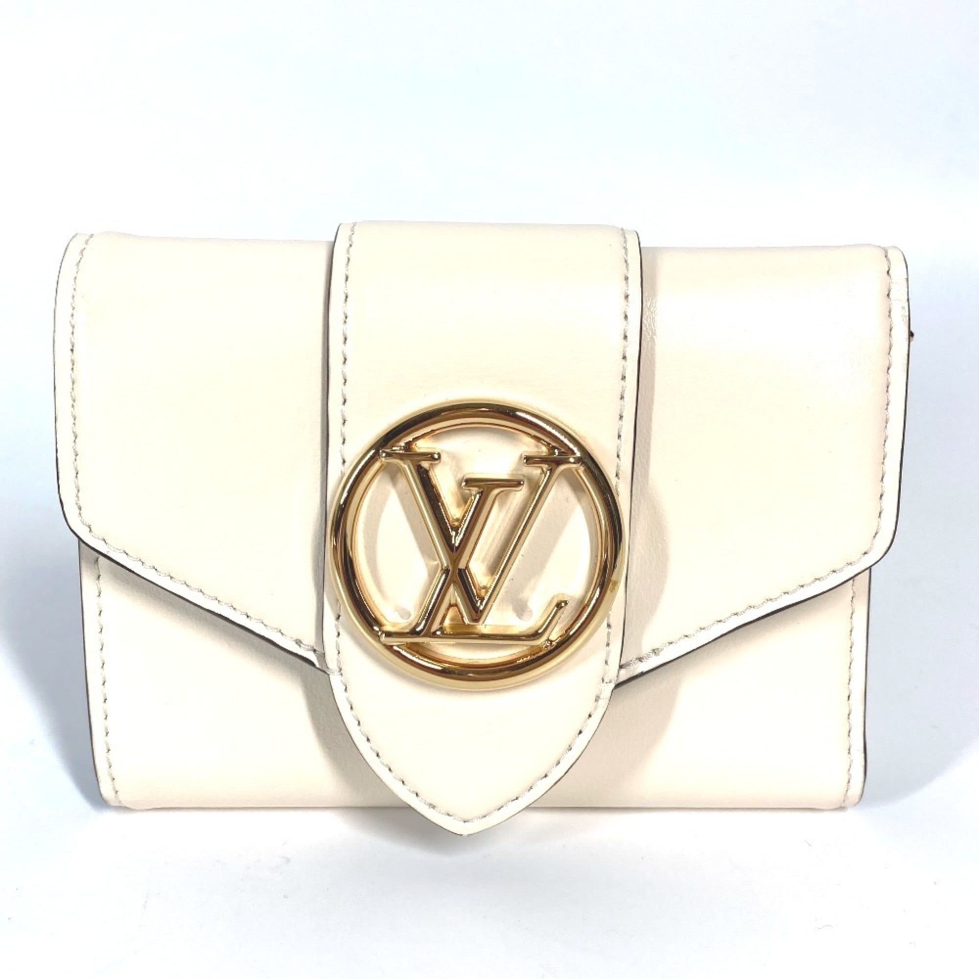 Louis Vuitton Beige Leather Coin Purse/Coin Case (Pre-Owned)