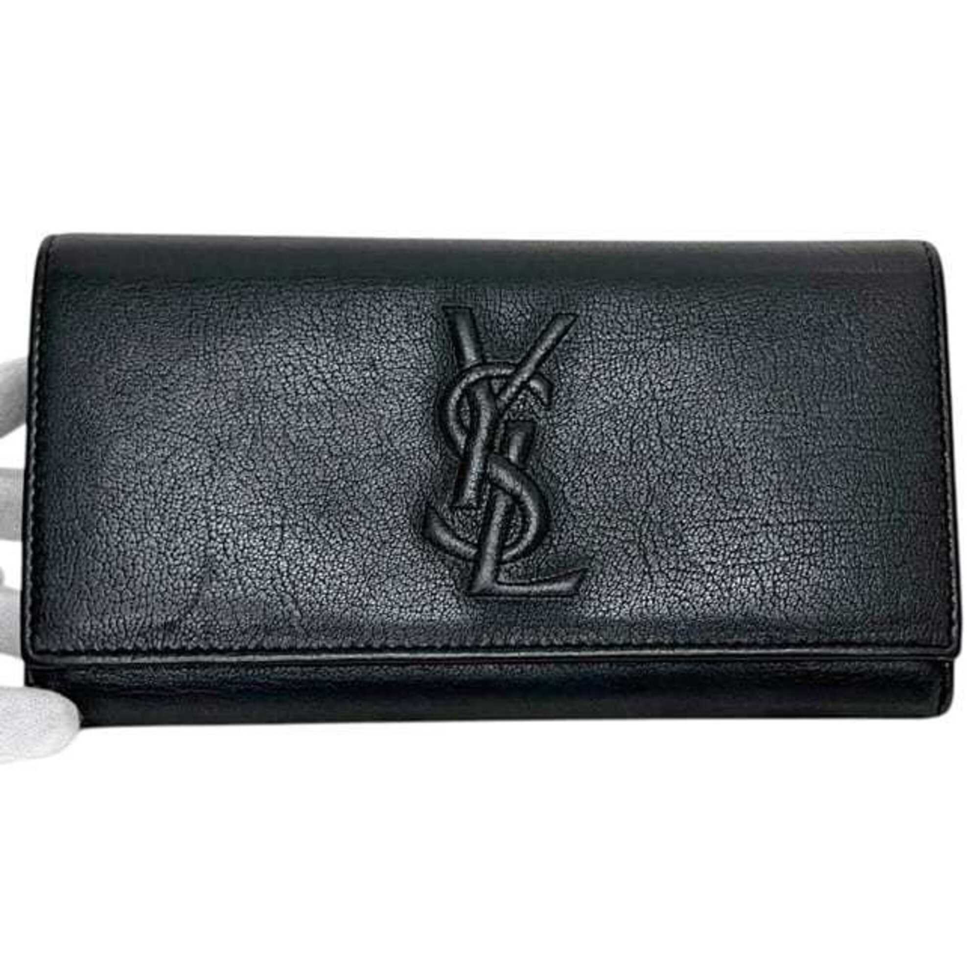 Yves Saint Laurent Black Leather Long Wallet (Bi-Fold) (Pre-Owned)