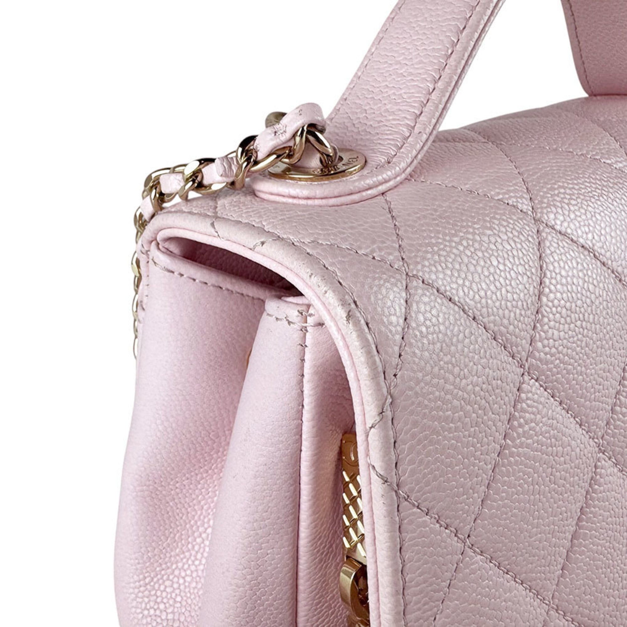 Chanel Light Pink Grained Calfskin Handbag Shoulder Bag (Pre-Owned)