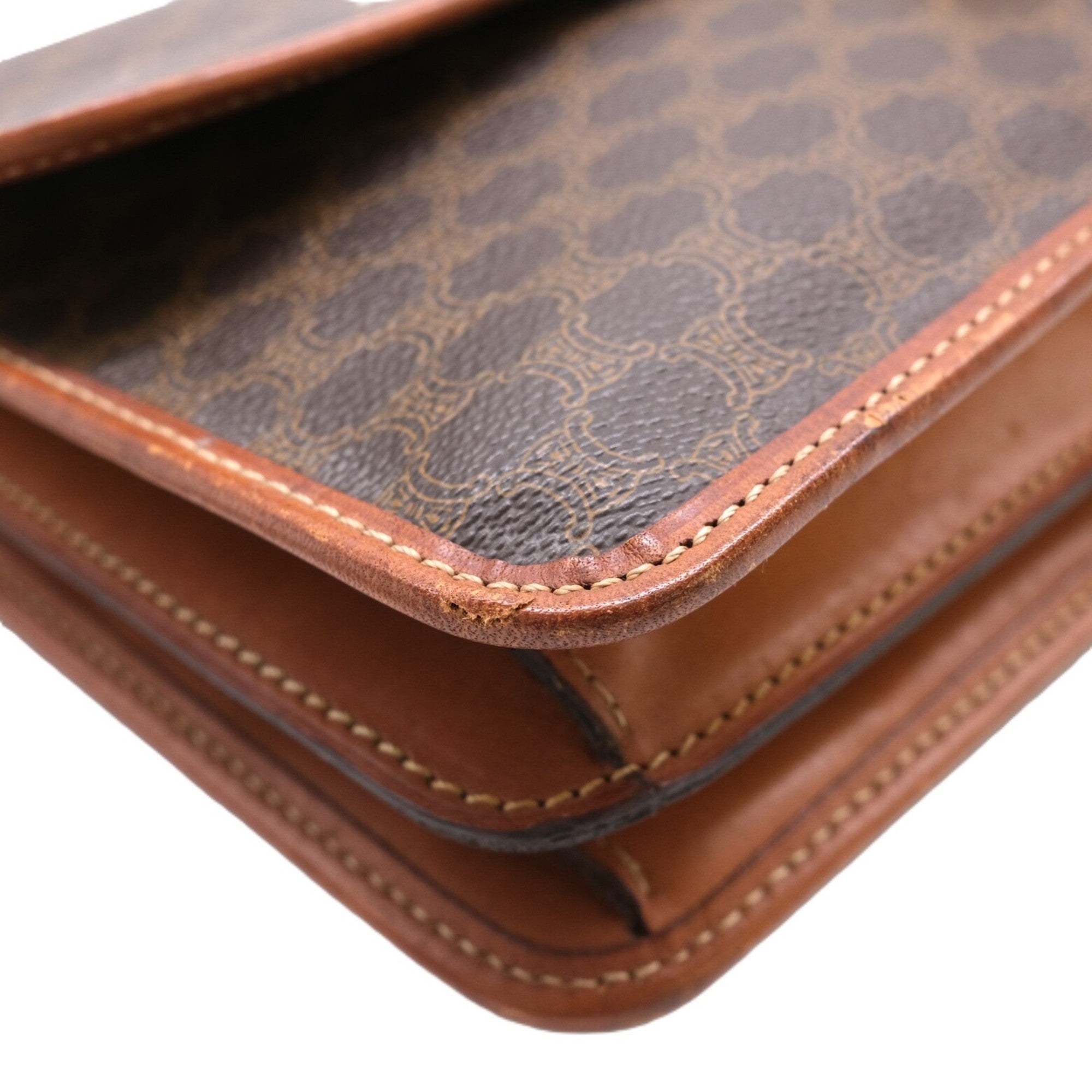 Celine Brown Pvc Leather Clutch Bag (Pre-Owned)