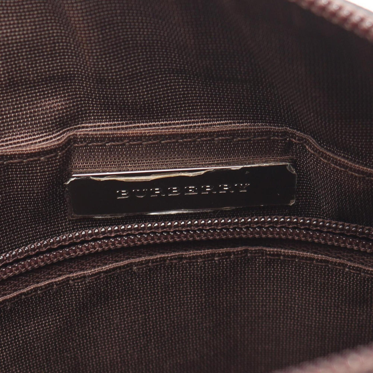 Burberry Beige Brown Multi-Color Canvas Leather Handbag (Pre-Owned)