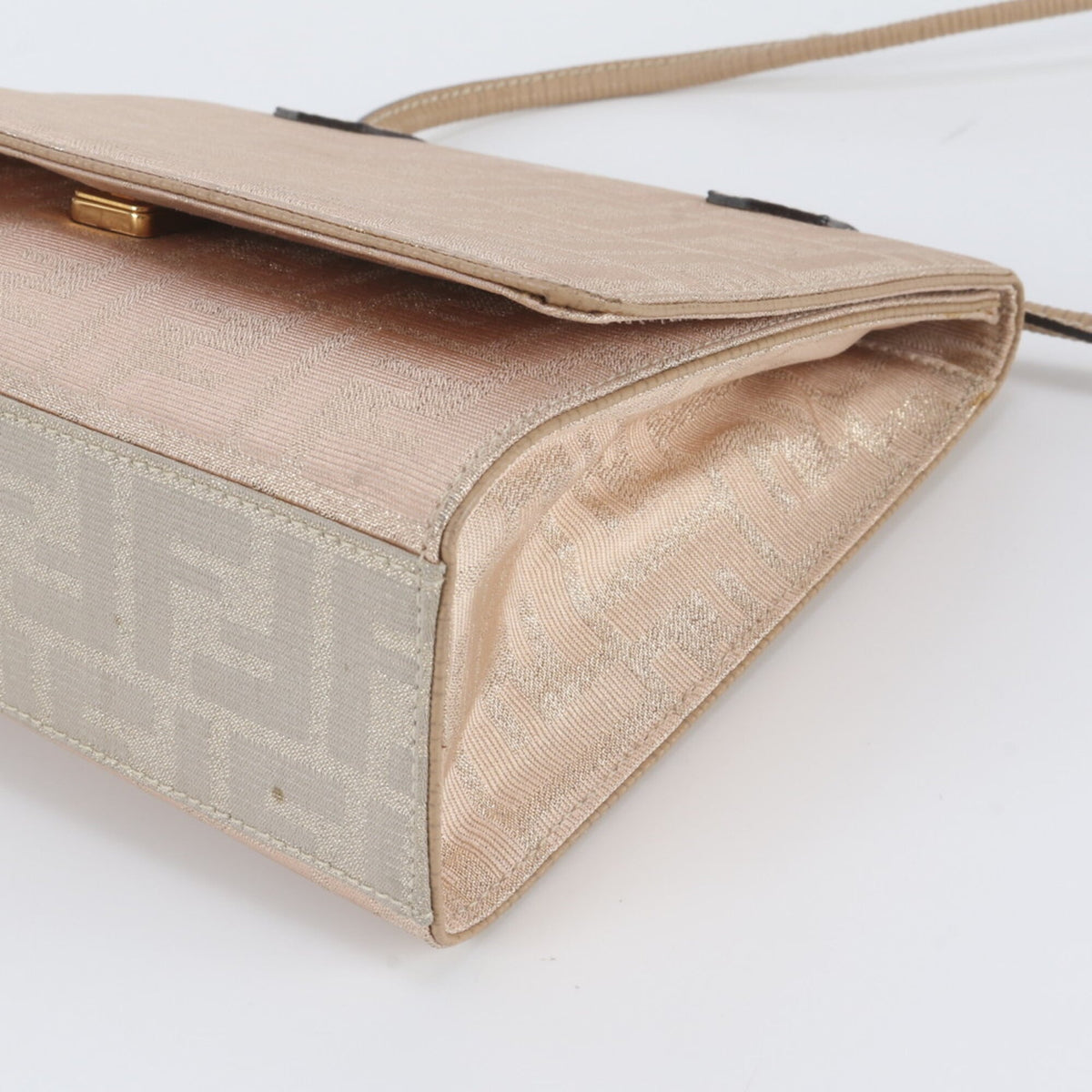 Fendi Pink Beige Leather Canvas Handbag Shoulder Bag (Pre-Owned)