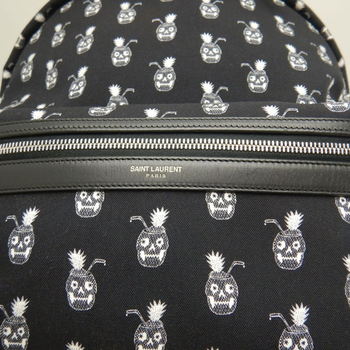 Saint Laurent Black White Canvas Backpack (Pre-Owned)