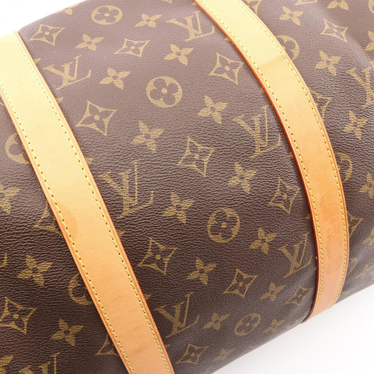 Louis Vuitton Brown Coated Canvas Leather Boston Bag Handbag (Pre-Owned)