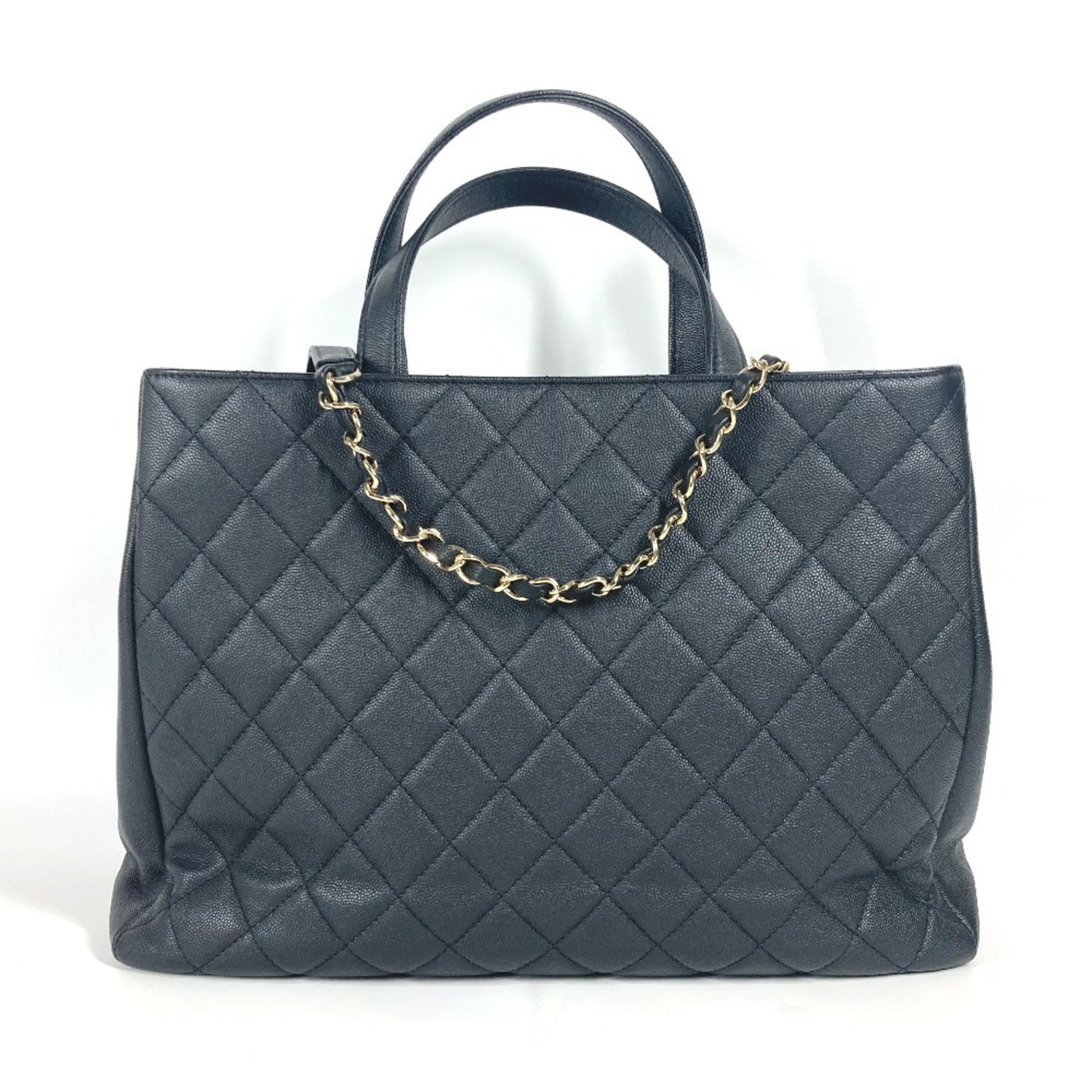 Chanel Black Grained Calfskin Shoulder Bag Tote Bag (Pre-Owned)