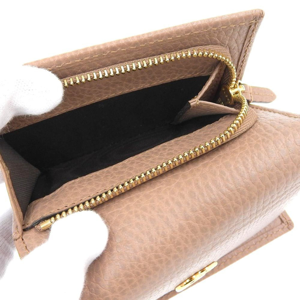 Gucci Beige Leather Coin Purse/Coin Case (Pre-Owned)