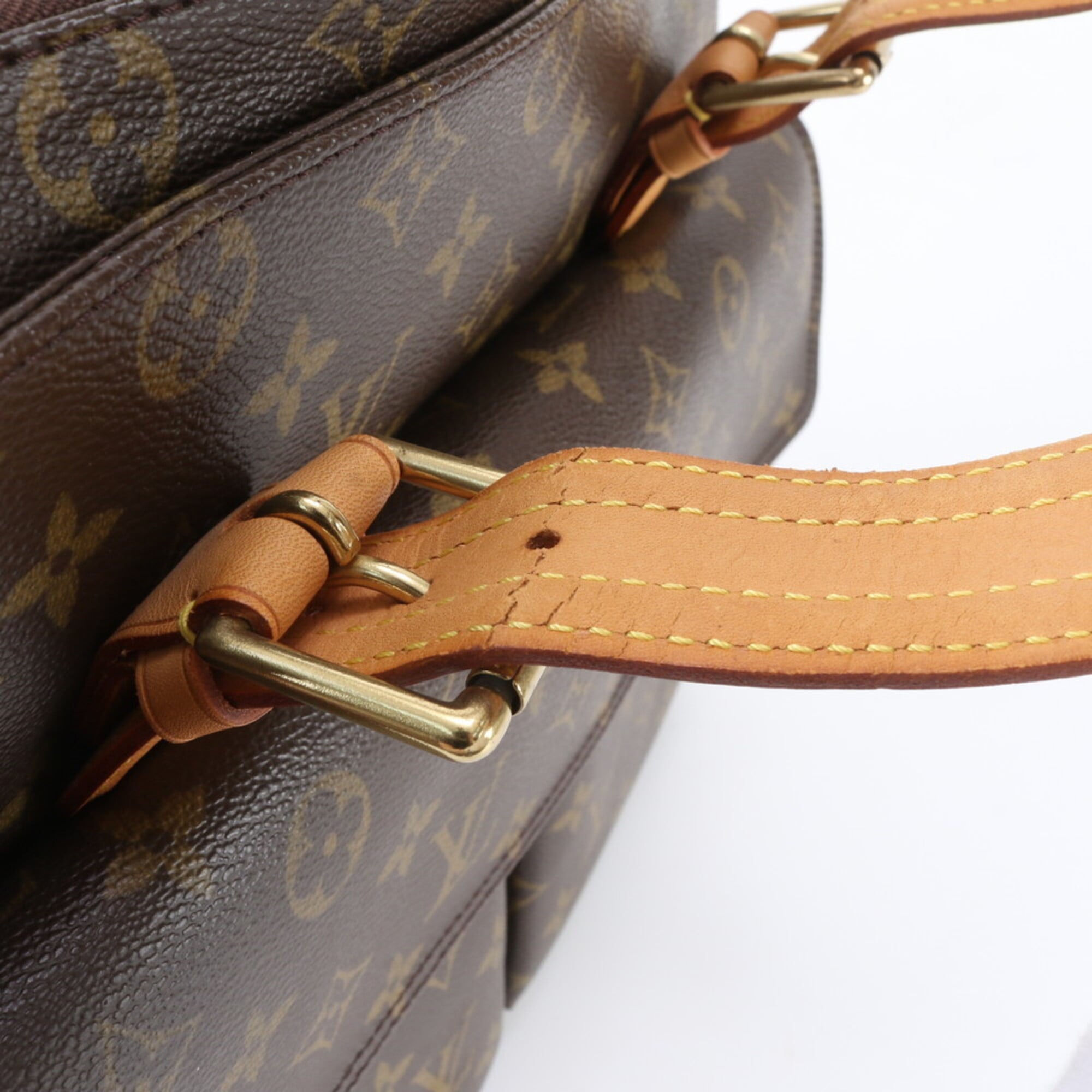 Louis Vuitton Brown Leather Coated Canvas Shoulder Bag Tote Bag (Pre-Owned)
