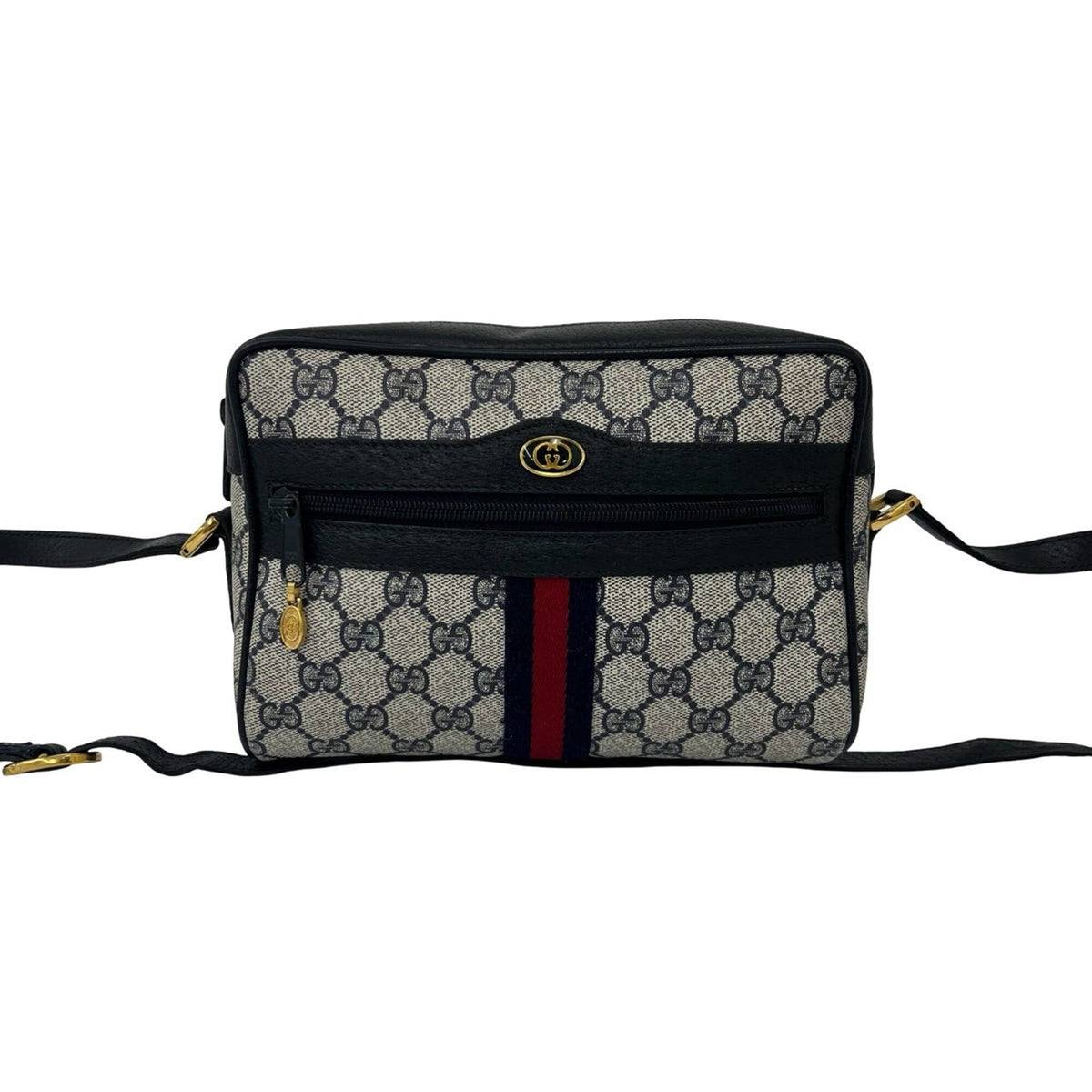 Gucci Navy Red Color Leather Pvc Shoulder Bag (Pre-Owned)