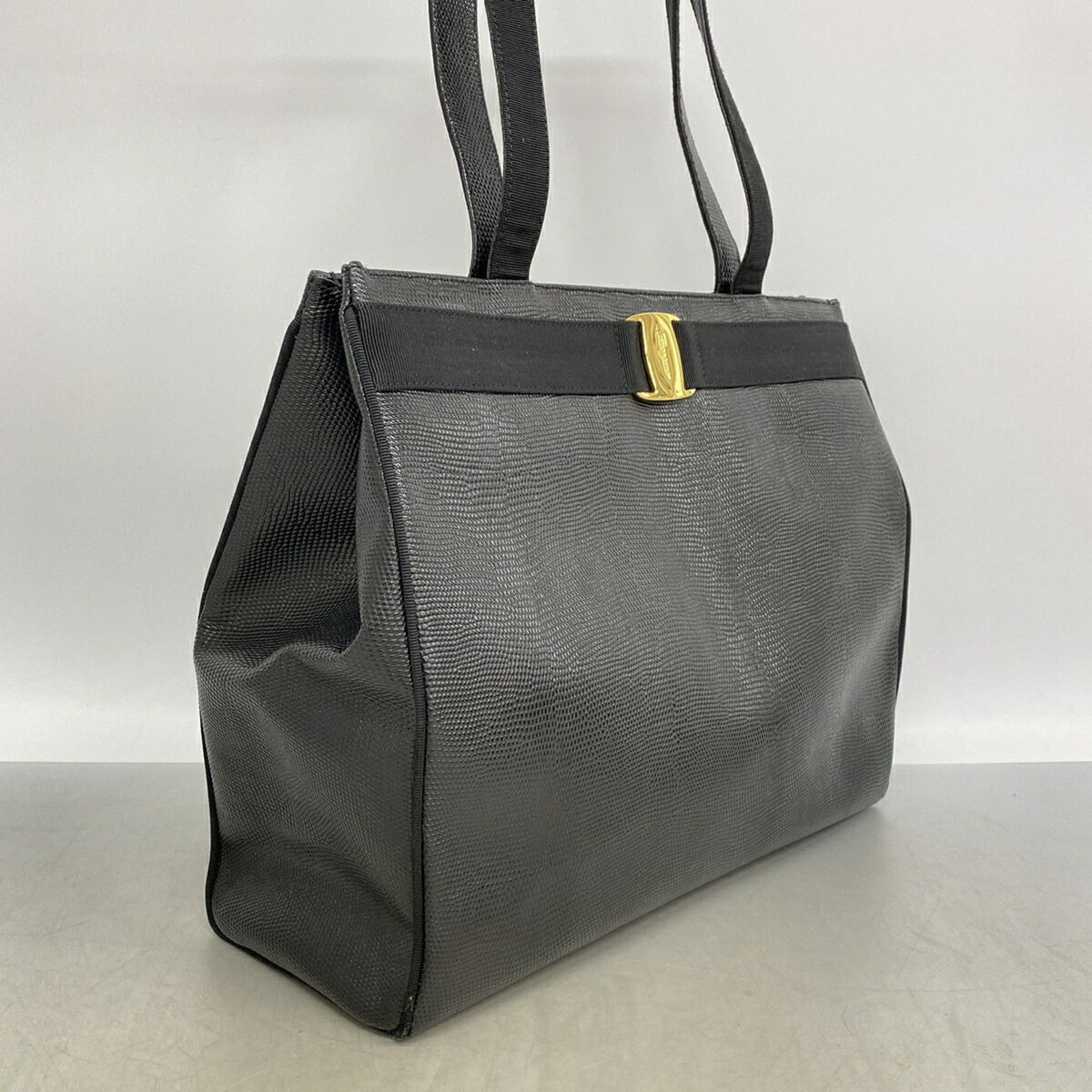 Salvatore Ferragamo Black Leather Tote Bag (Pre-Owned)