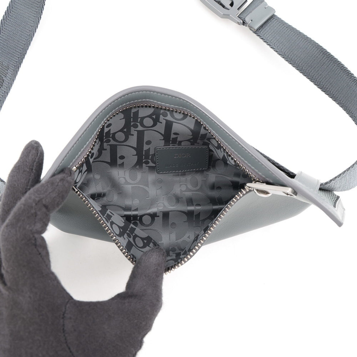 Christian Dior Gray Leather Sling Bag (Pre-Owned)