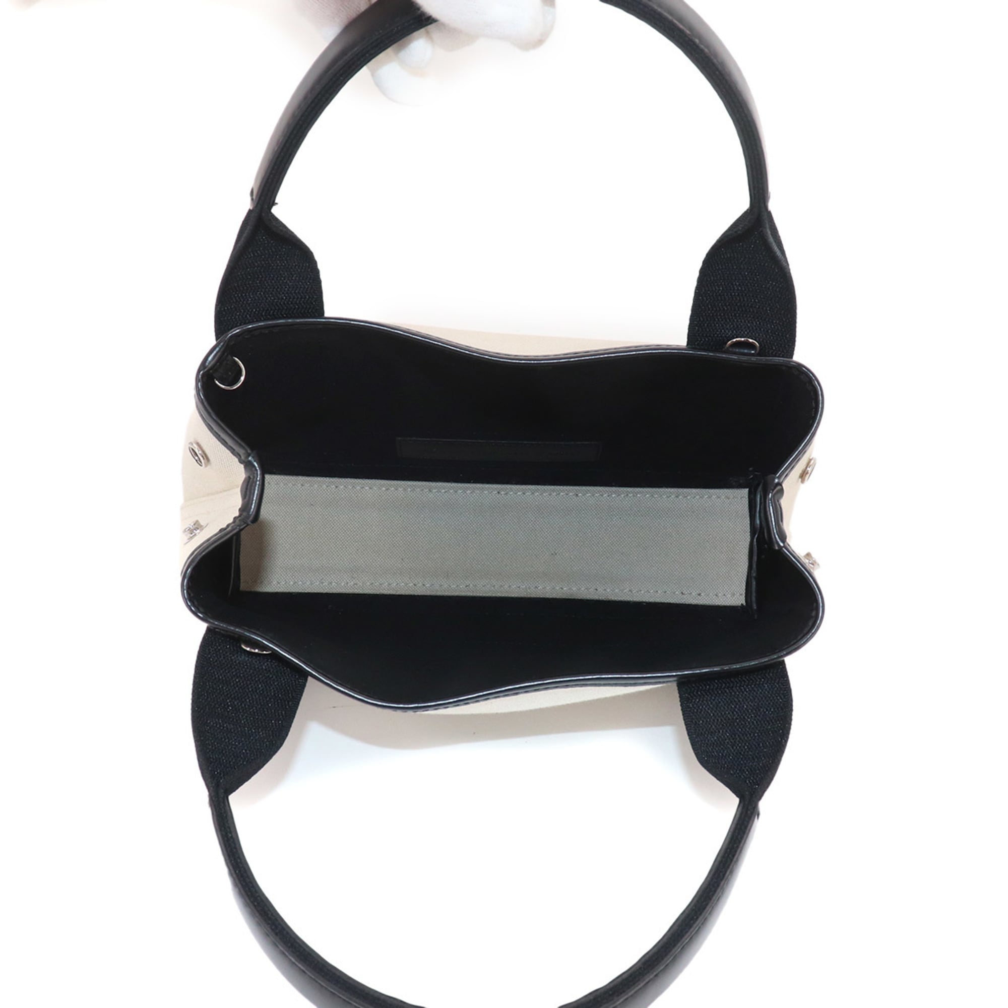 Balenciaga Black White Canvas Leather Handbag Tote Bag (Pre-Owned)