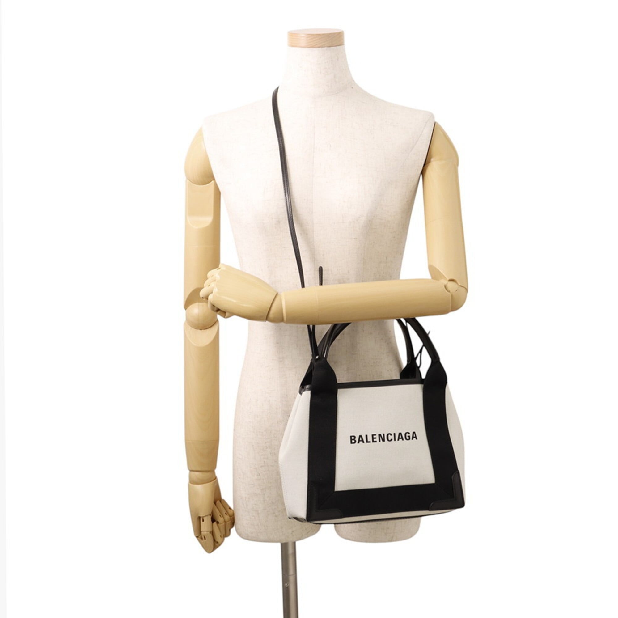 Balenciaga Black White Canvas Leather Handbag (Pre-Owned)