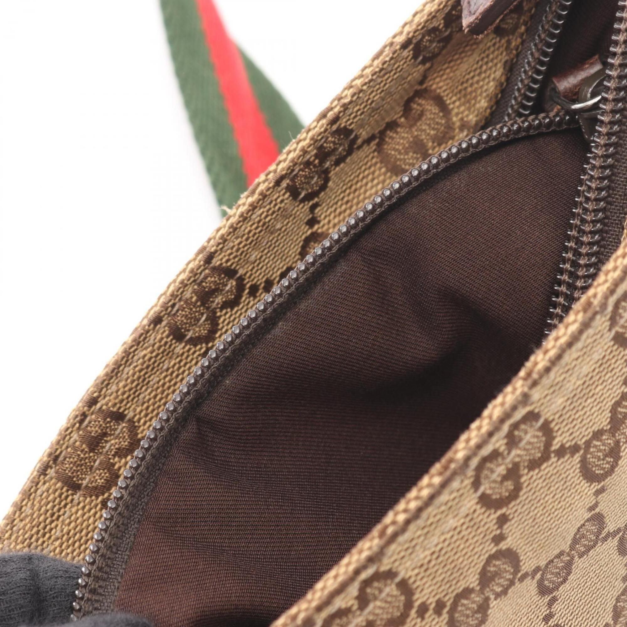 Gucci Beige Brown Multi-Color Canvas Leather Handbag Shoulder Bag (Pre-Owned)