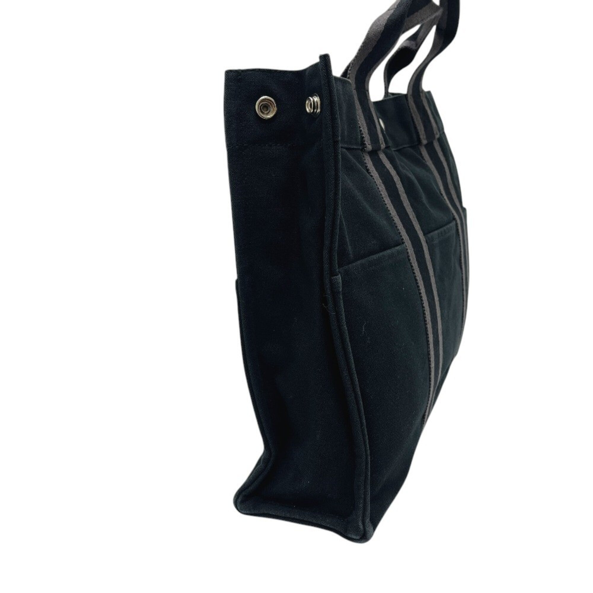 Hermes Black Canvas Handbag Tote Bag (Pre-Owned)