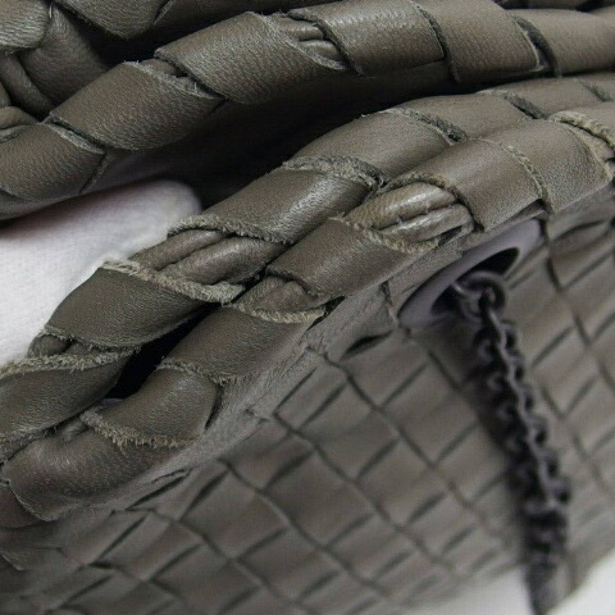 Bottega Veneta Intrecciato Gray Leather Handbag Shoulder Bag (Pre-Owned)