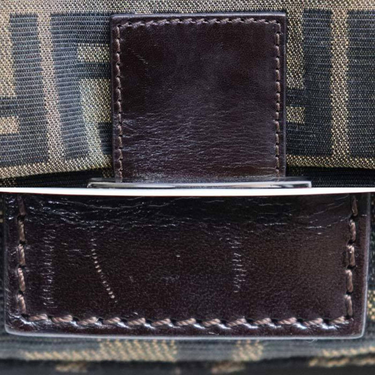 Fendi Brown Canvas Leather Shoulder Bag (Pre-Owned)