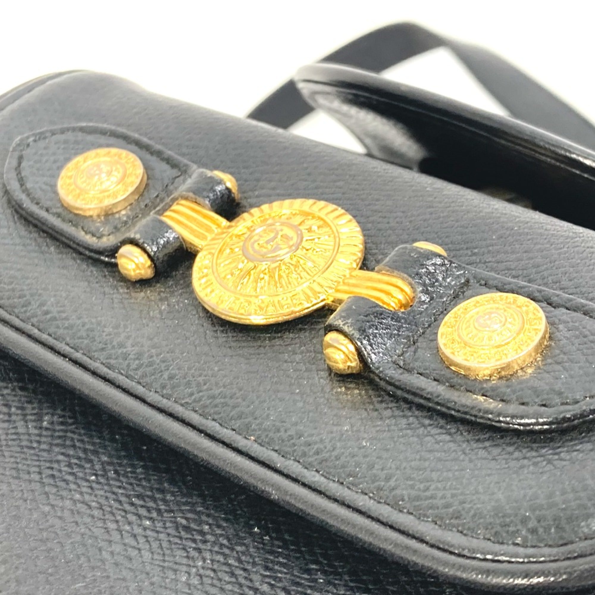 Versace Black Leather Backpack (Pre-Owned)