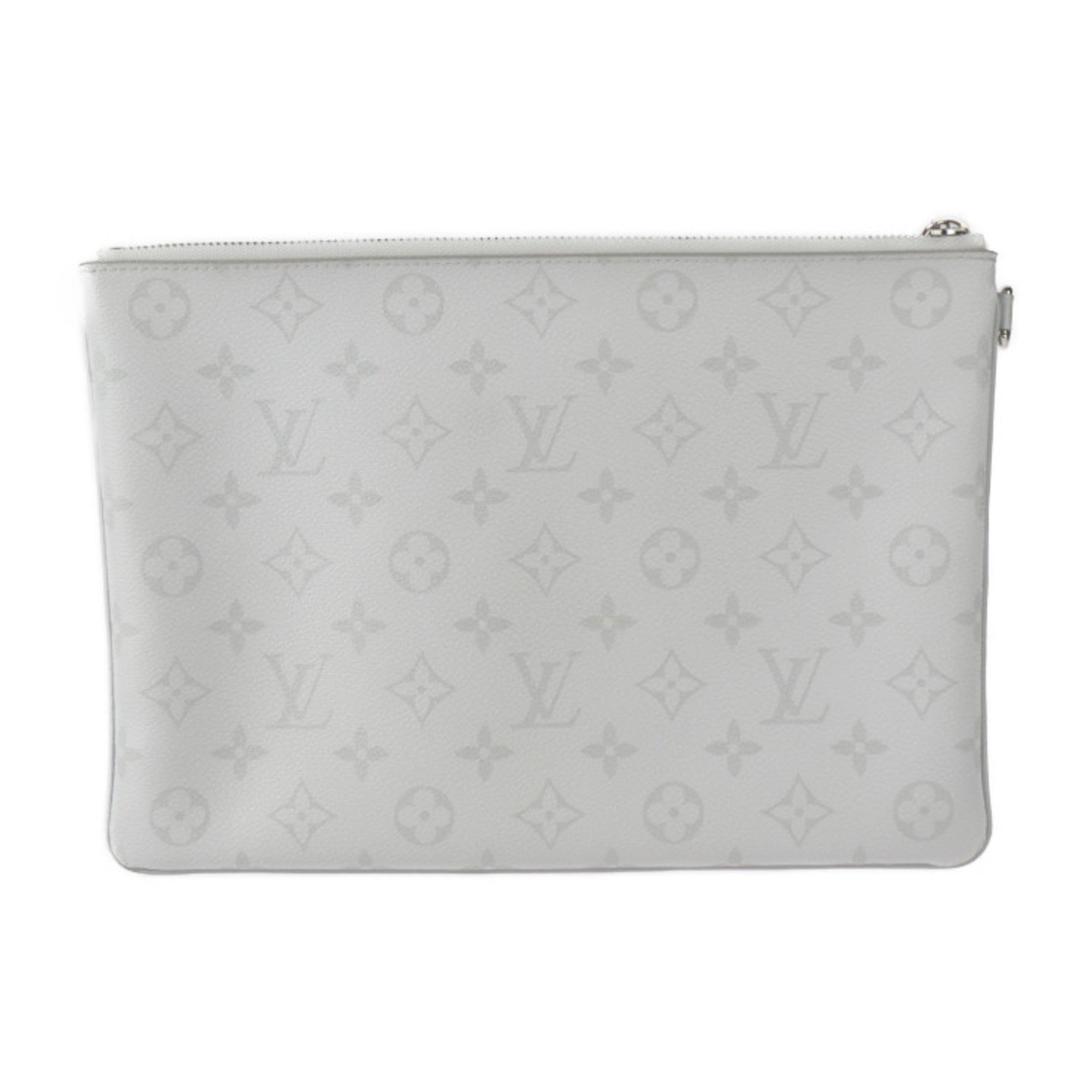 Louis Vuitton Light Gray Monogram Eclipse Clutch Bag Handbag (Pre-Owned)