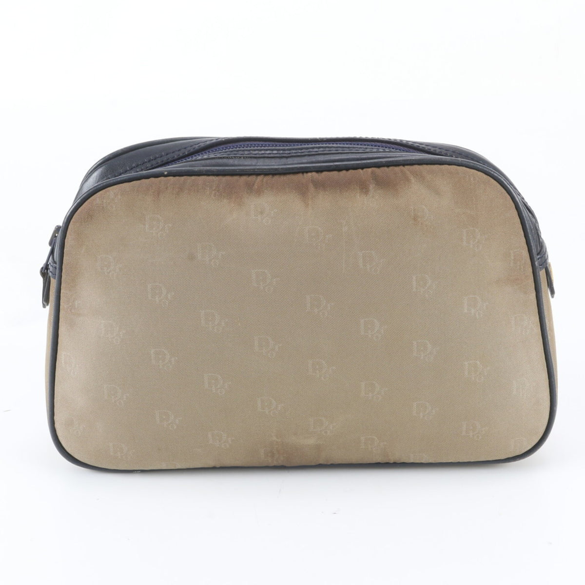 Christian Dior Green Khaki Navy Leather Nylon Clutch Bag Pouch (Pre-Owned)