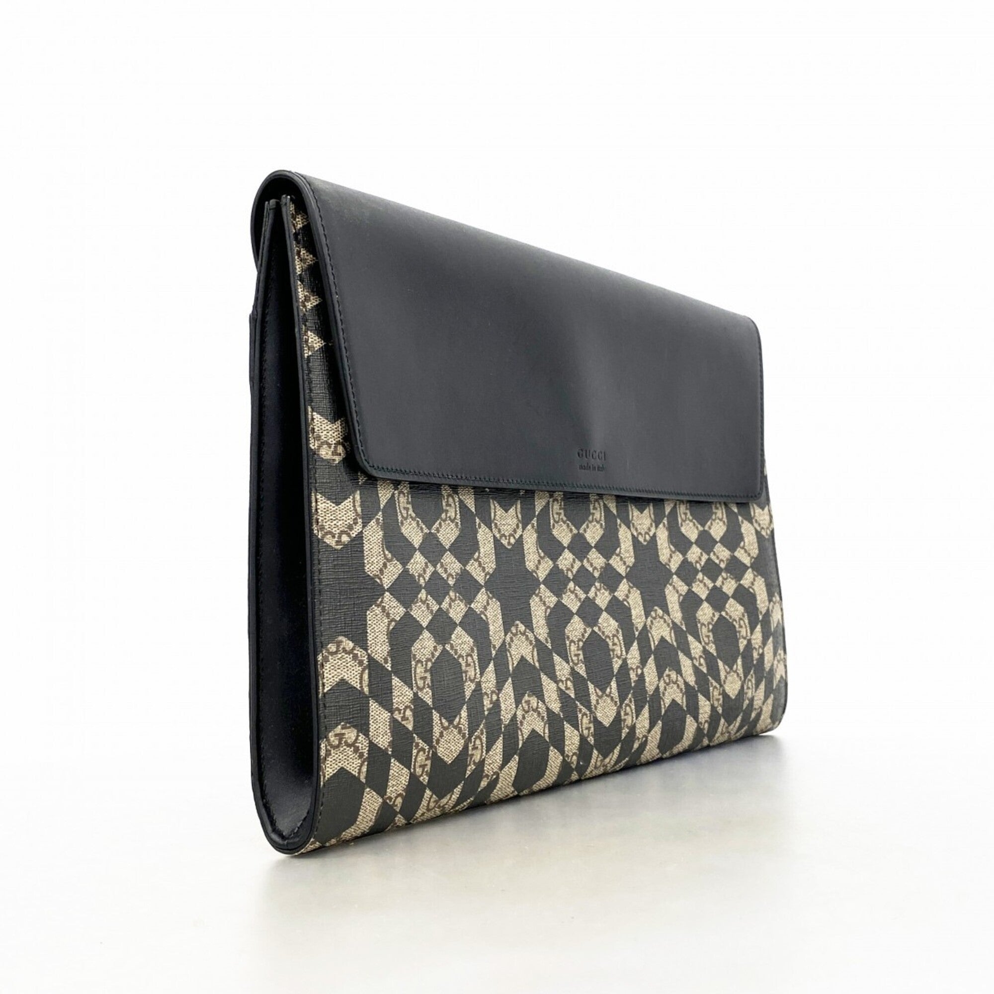 Gucci Beige Black Pvc Clutch Bag (Pre-Owned)