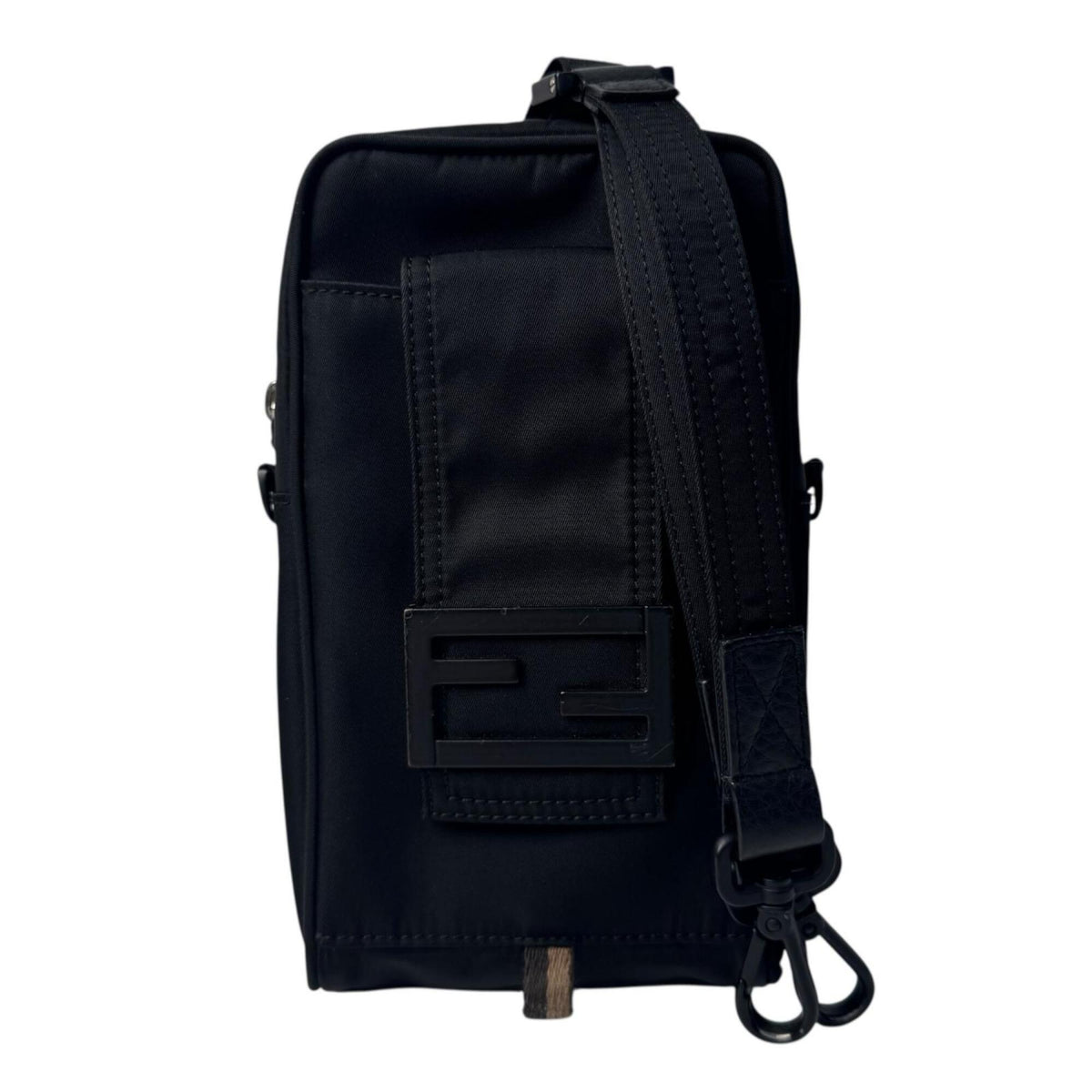 Fendi Black Nylon Leather Pouch Shoulder Bag (Pre-Owned)