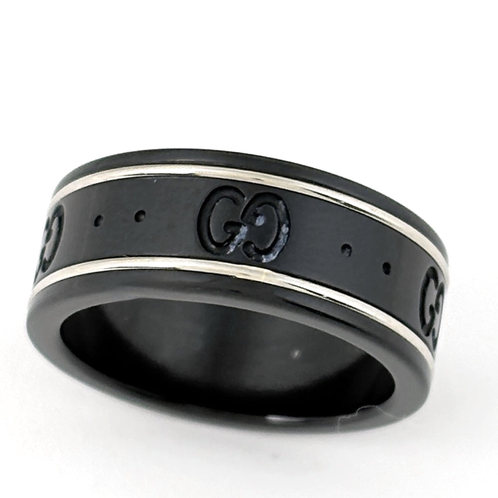Gucci Black White Gold (18K) Band Ring (Pre-Owned)