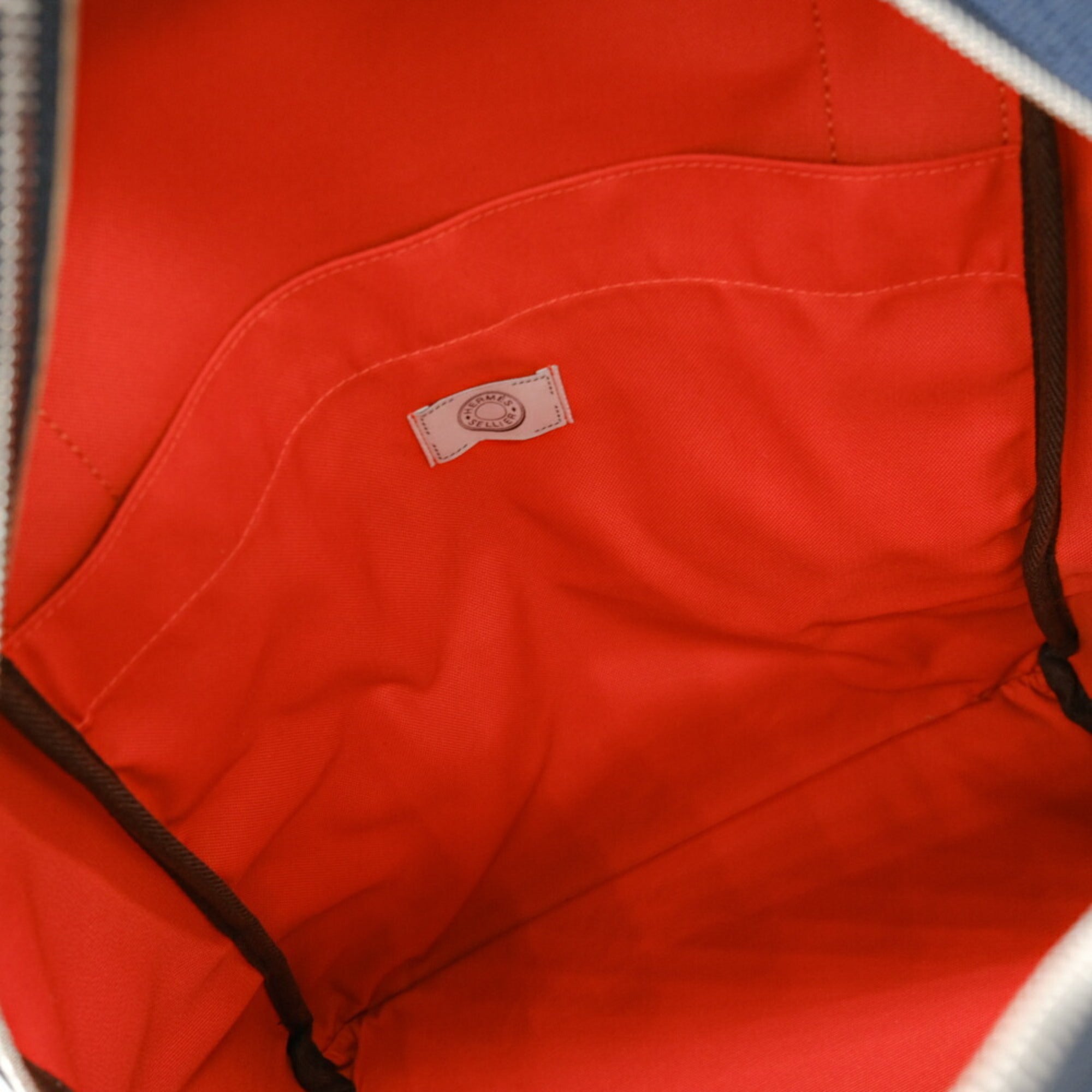 Hermes Navy Orange Canvas Backpack (Pre-Owned)