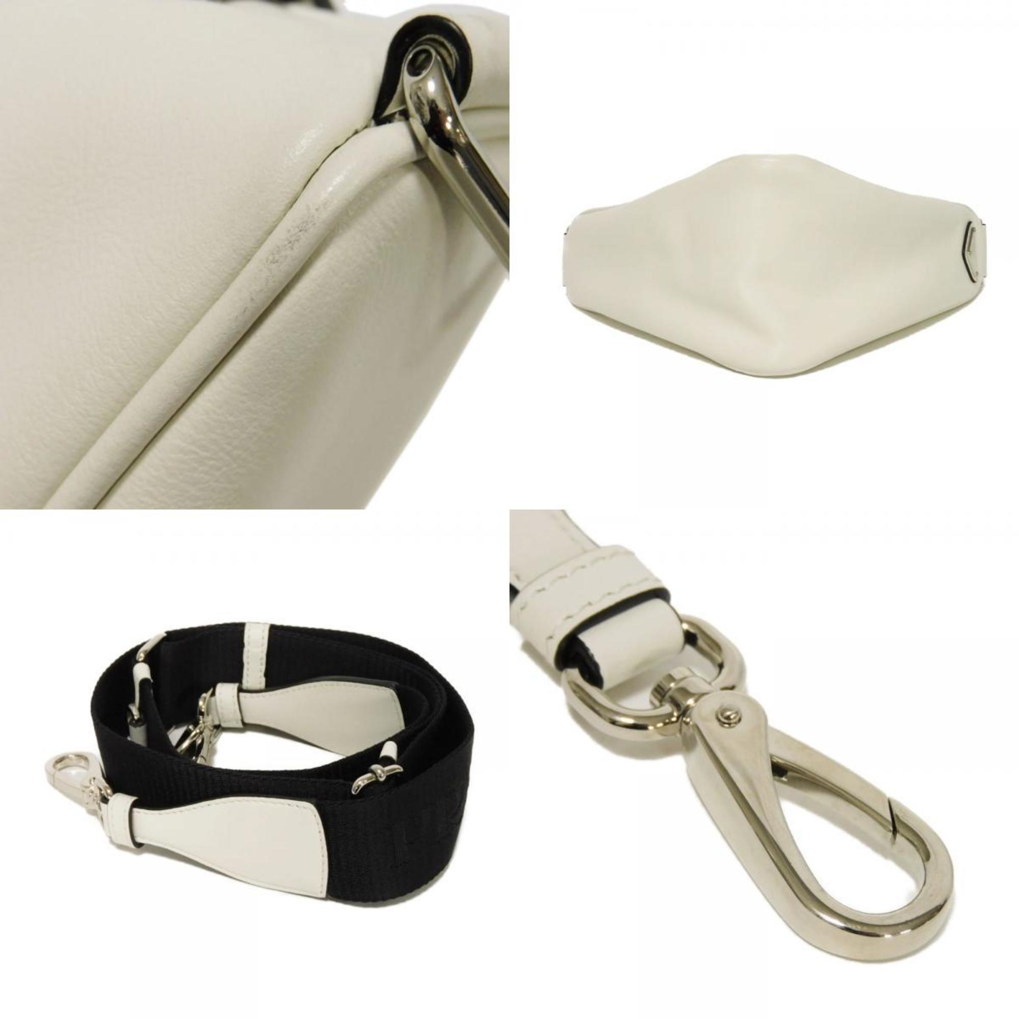 Prada Bianco White Leather Pouch Shoulder Bag (Pre-Owned)