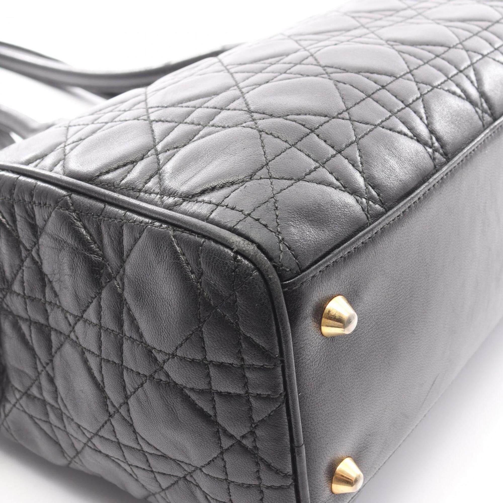 Christian Dior Black Leather Handbag Shoulder Bag (Pre-Owned)