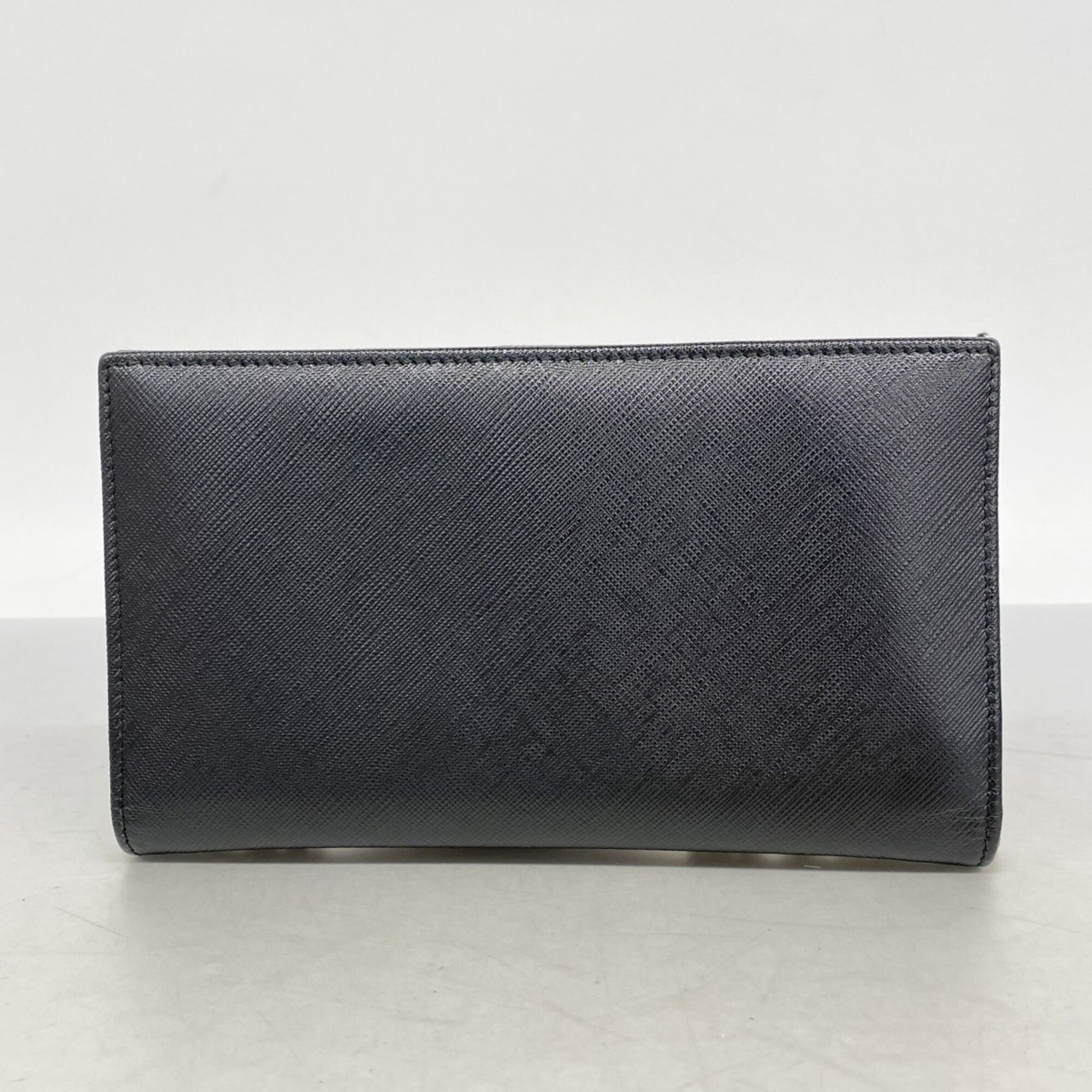 Salvatore Ferragamo Black Leather Chain/Shoulder Wallet (Pre-Owned)