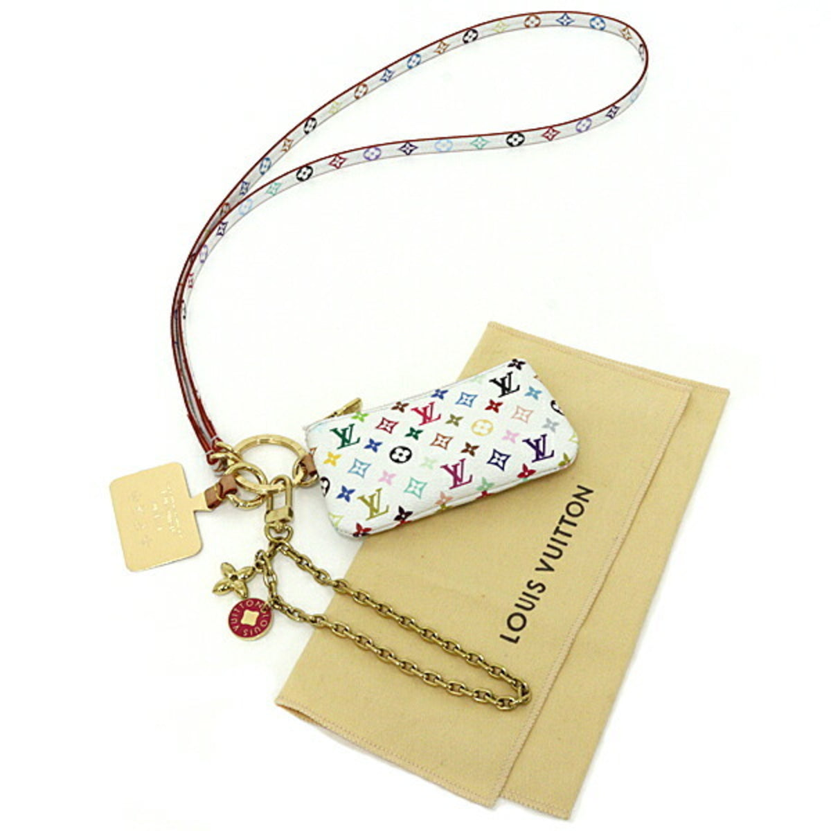 Louis Vuitton Multi-Color White Monogram Canvas Leather Pouch (Pre-Owned)