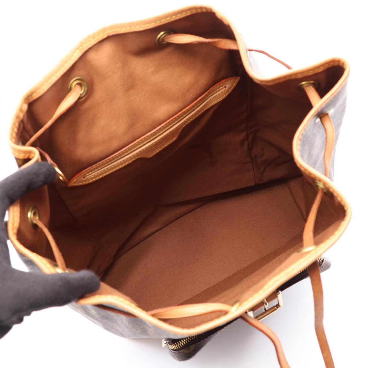 Louis Vuitton Brown Coated Canvas Leather Backpack Handbag (Pre-Owned)