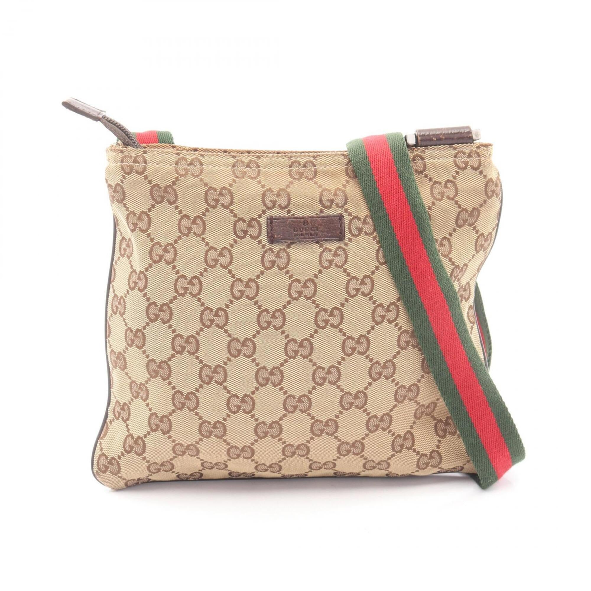 Gucci Beige Brown Multi-Color Canvas Leather Handbag Shoulder Bag (Pre-Owned)