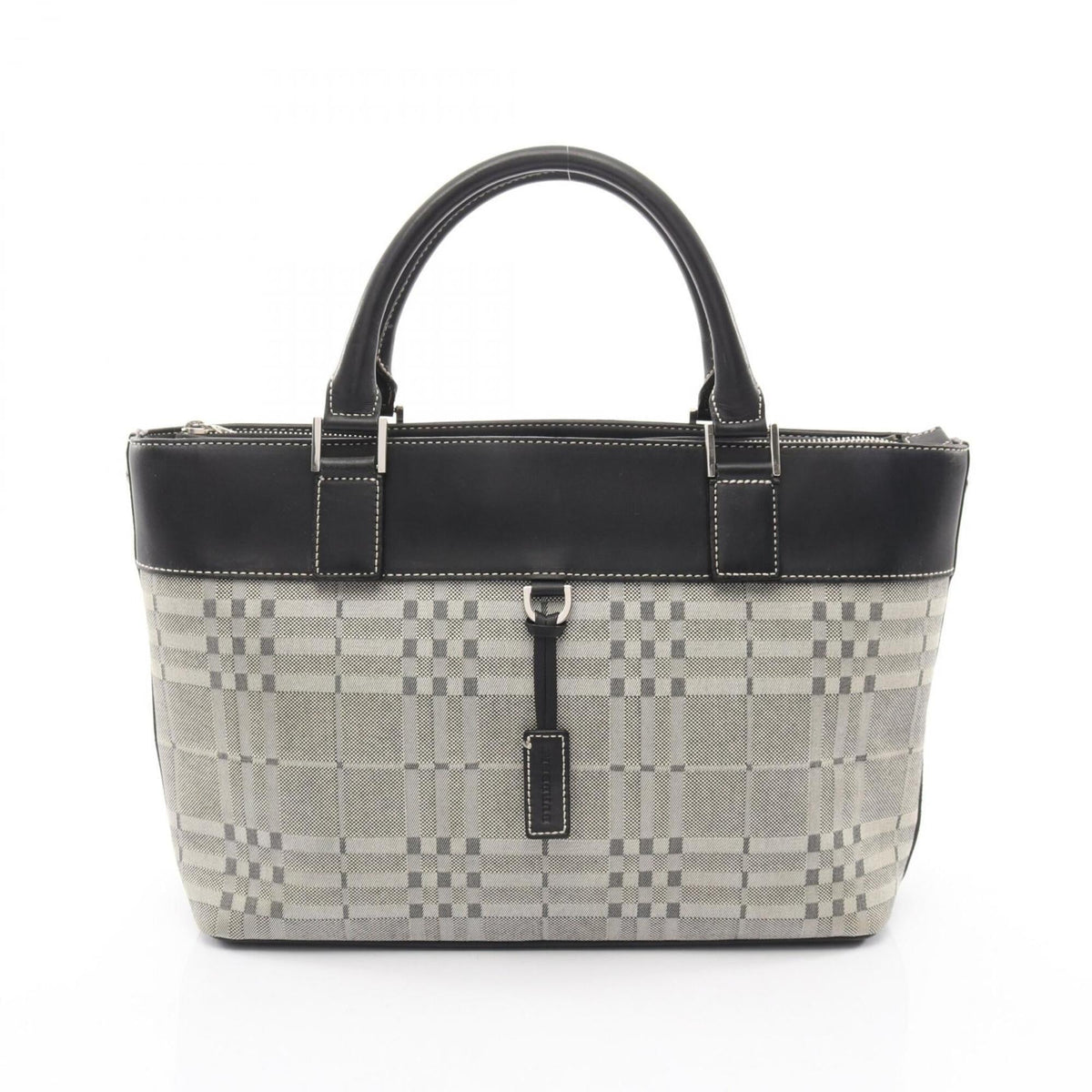 Burberry Black Ivory Canvas Leather Handbag (Pre-Owned)