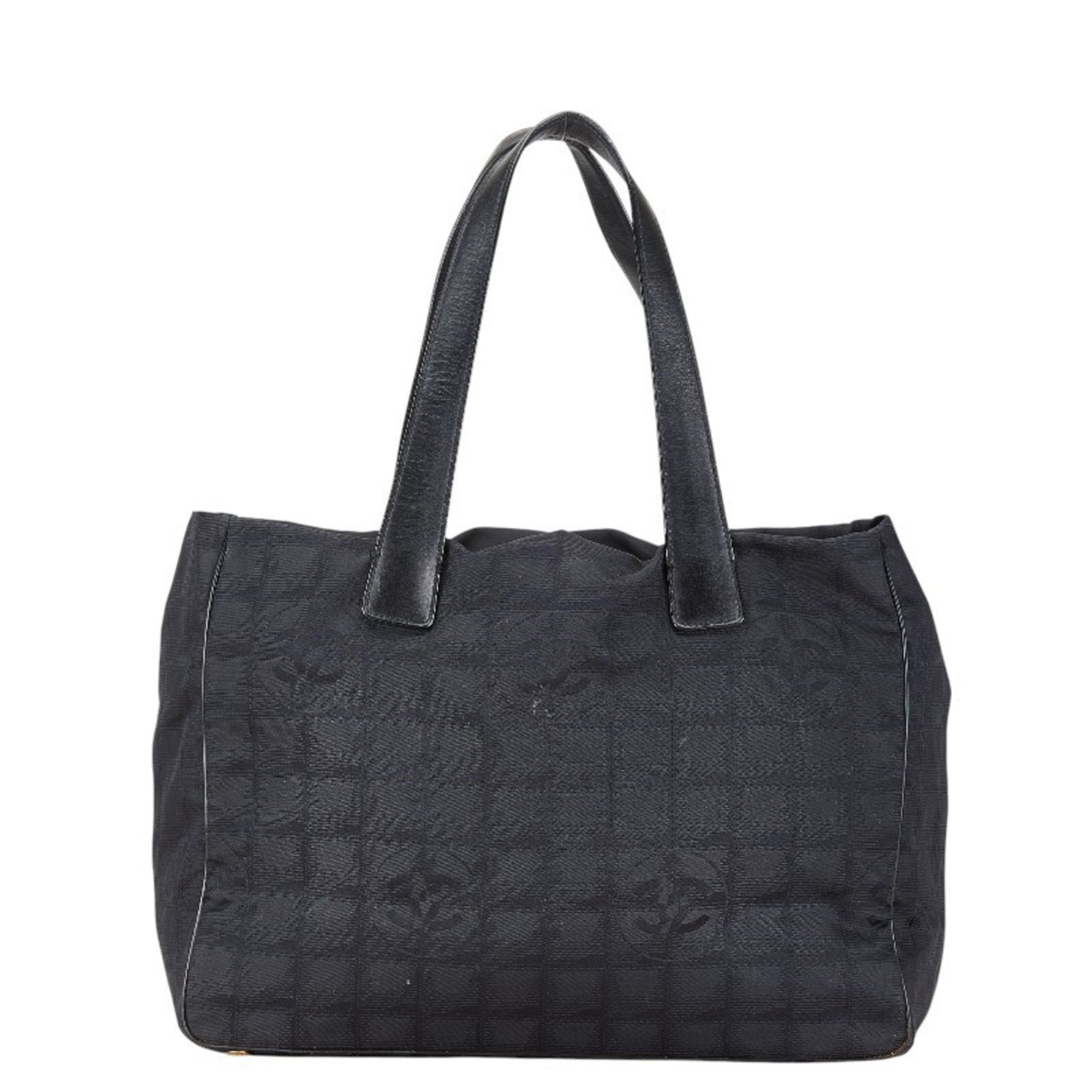 Chanel New Travel Line Black Nylon Leather Tote Bag (Pre-Owned)