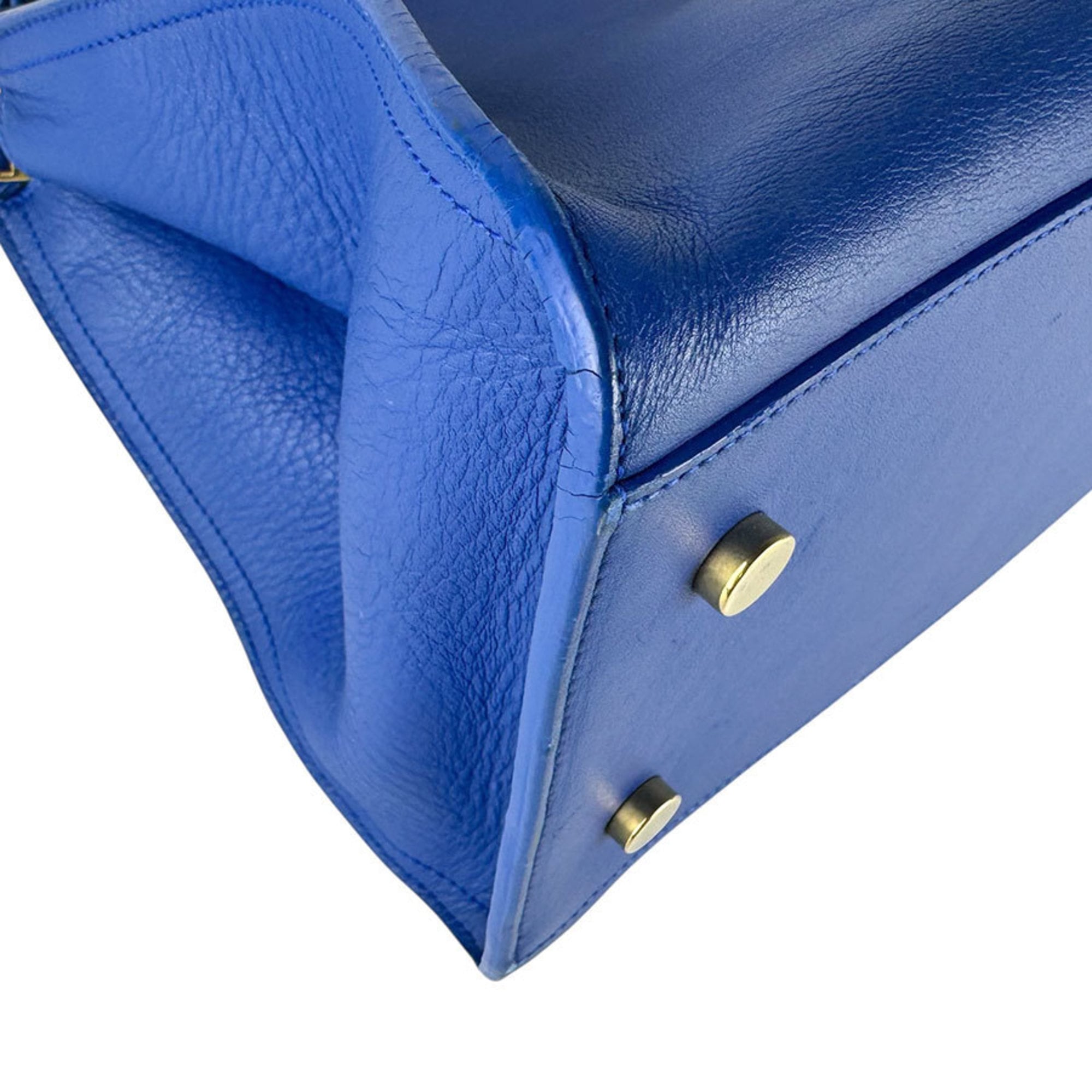 Saint Laurent Blue Leather Handbag Shoulder Bag (Pre-Owned)