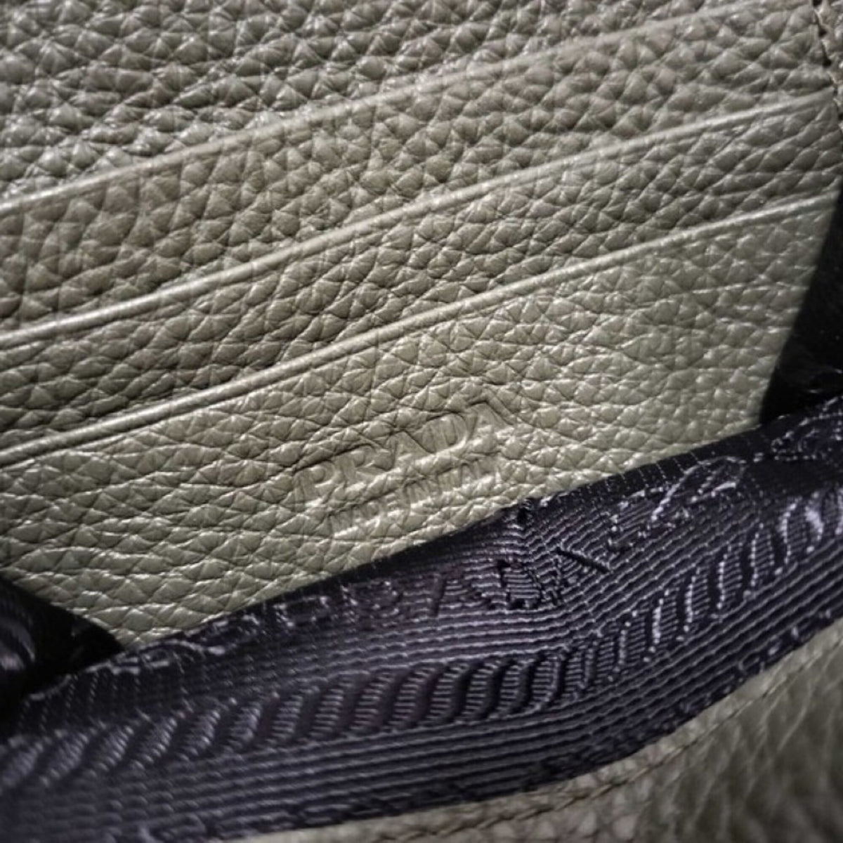 Prada Khaki Leather Shoulder Bag (Pre-Owned)