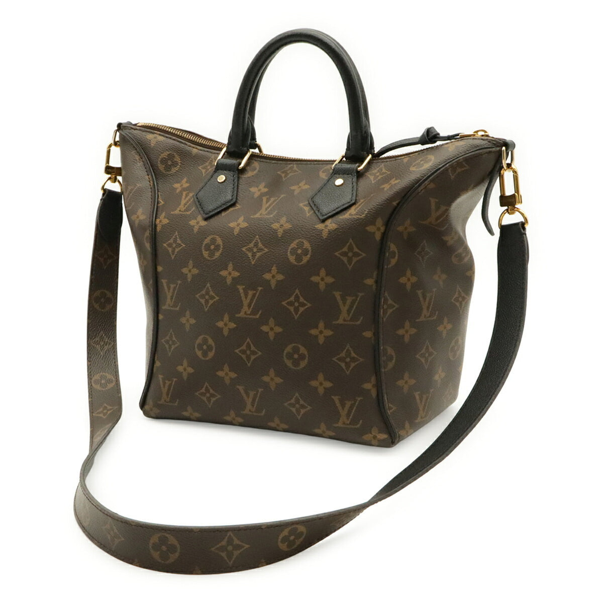 Louis Vuitton Noir Monogram Canvas Leather Handbag Shoulder Bag (Pre-Owned)
