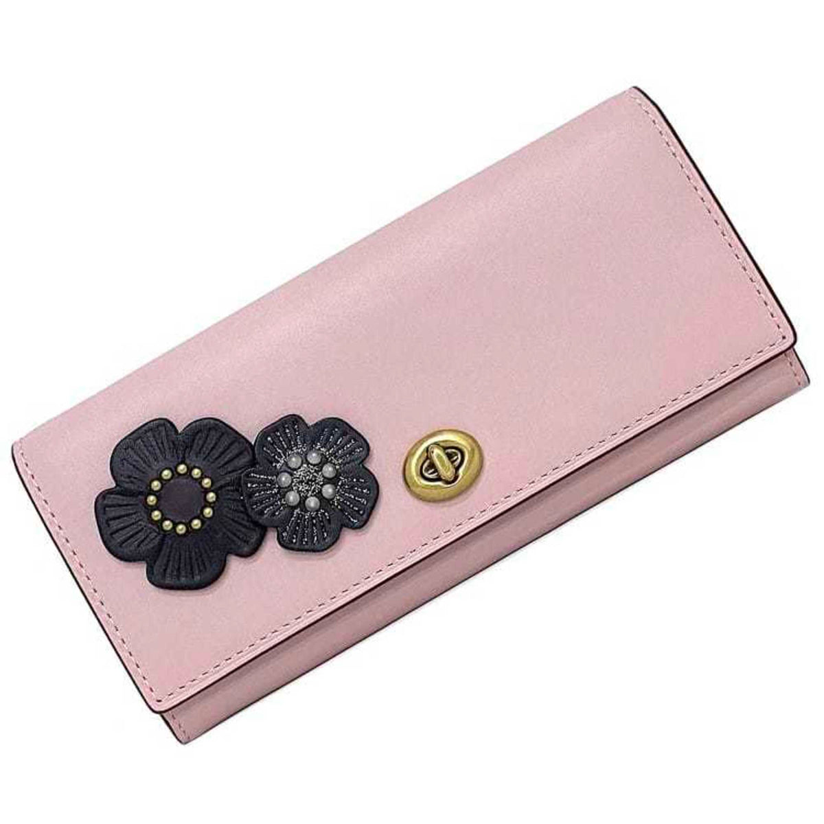 Coach Black Pink Leather Long Wallet (Bi-Fold) (Pre-Owned)