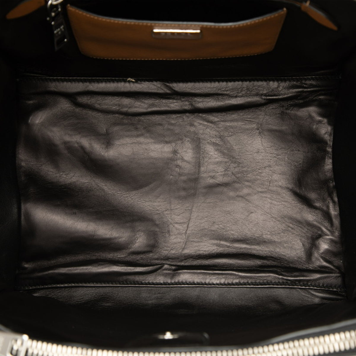 Prada Brown White Saffiano Leather Handbag Shoulder Bag (Pre-Owned)