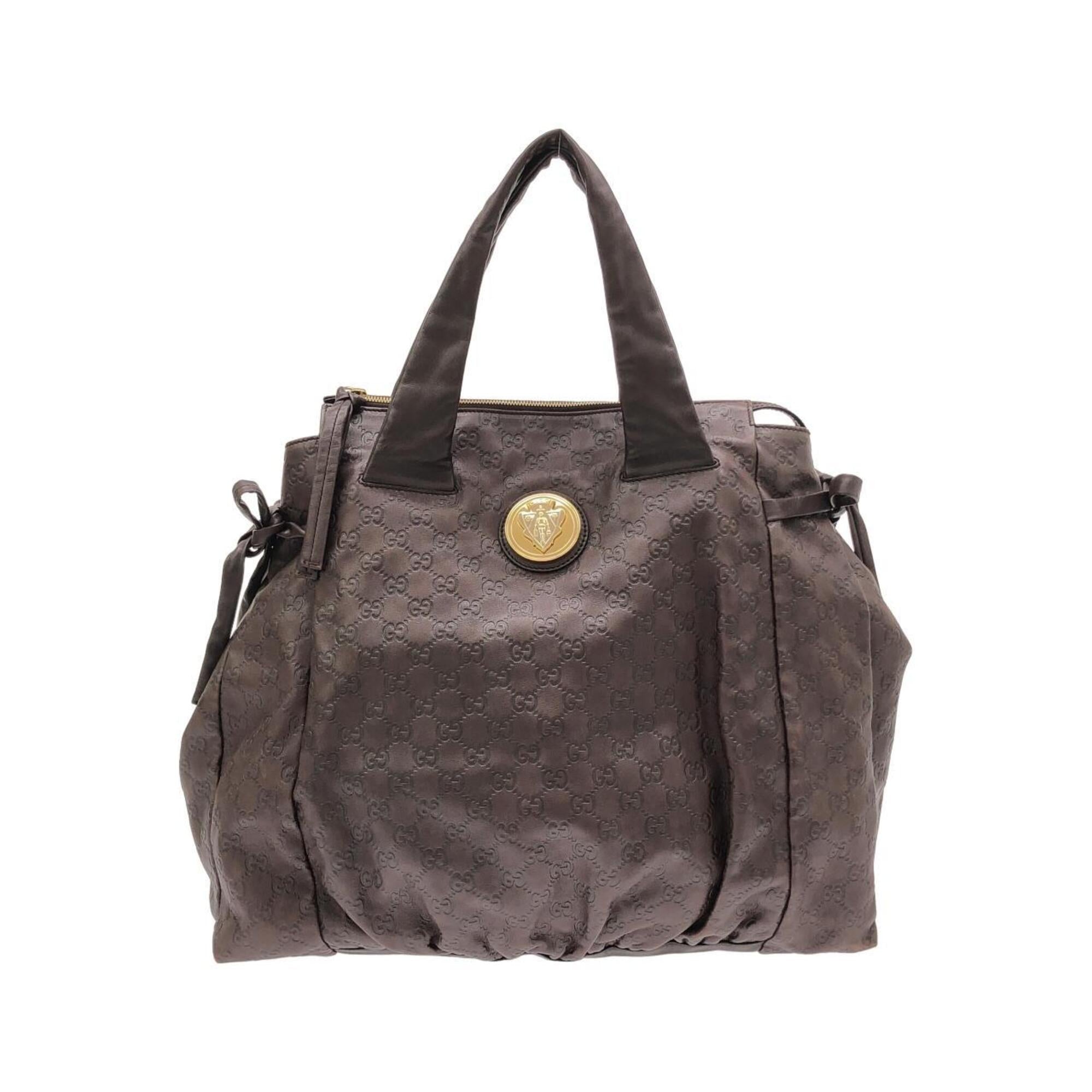 Gucci Brown Gg Leather Handbag (Pre-Owned)
