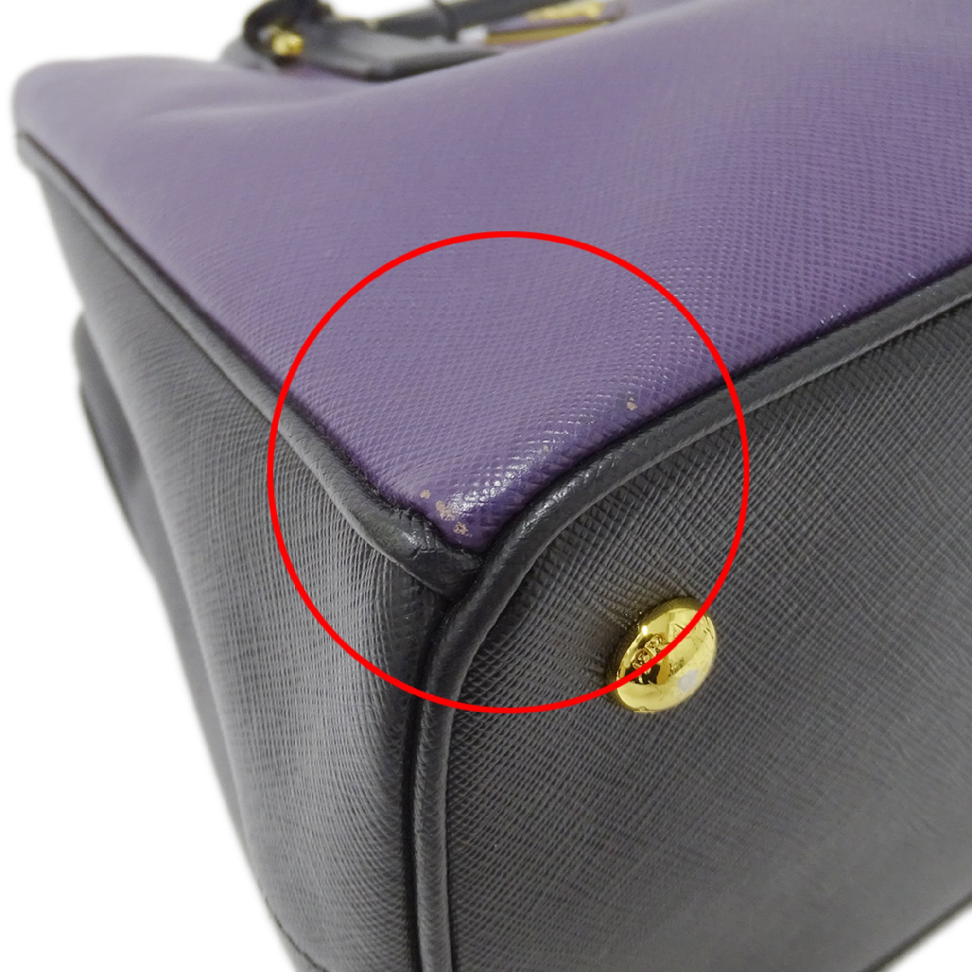 Prada Black Purple Leather Handbag Shoulder Bag (Pre-Owned)