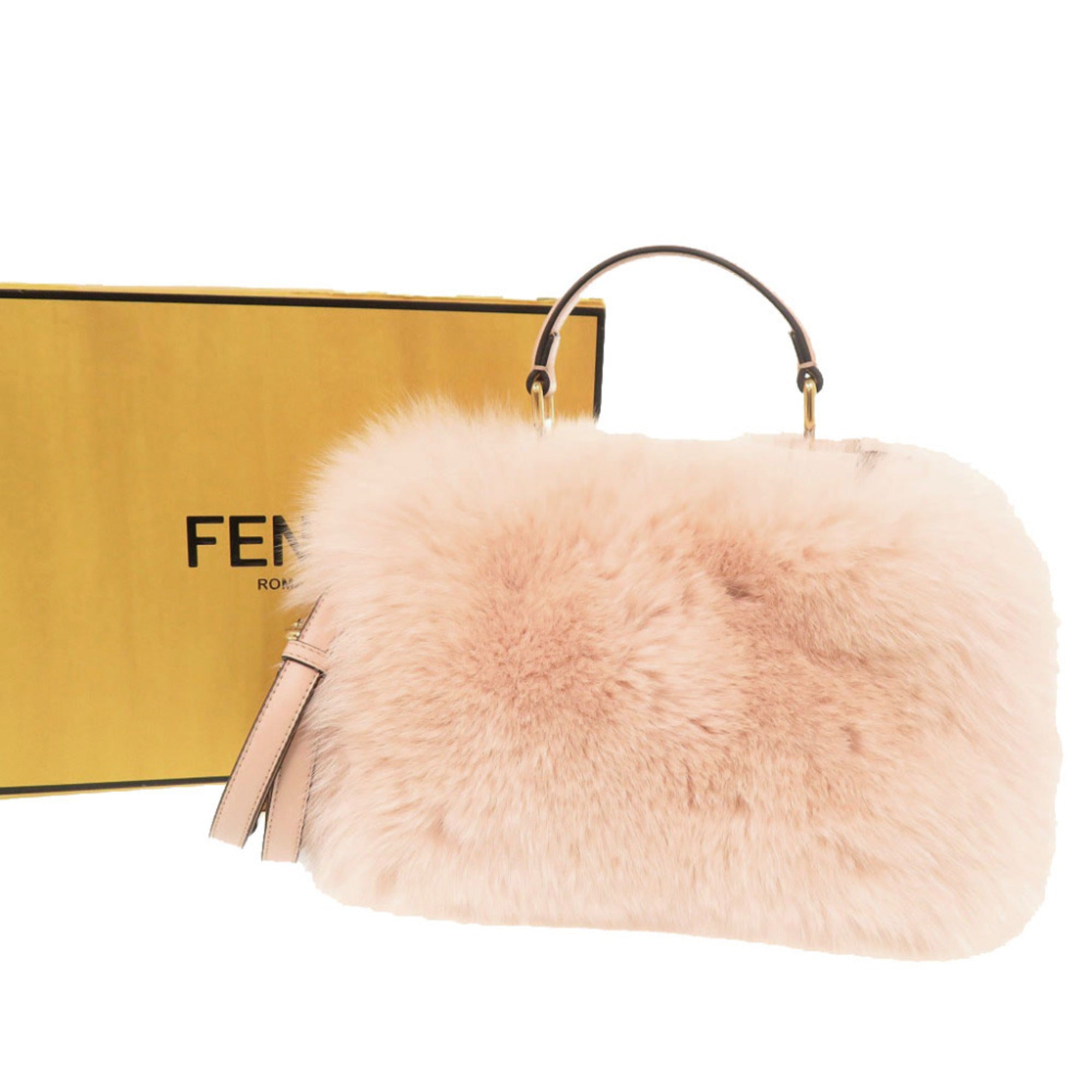 Fendi Pink Leather Fur Handbag Shoulder Bag (Pre-Owned)