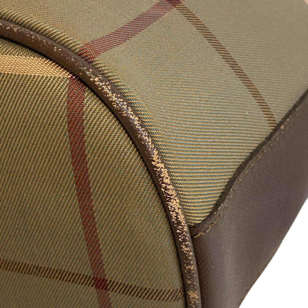 Burberry Burberrys Brown Green Khaki Canvas Shoulder Bag (Pre-Owned)