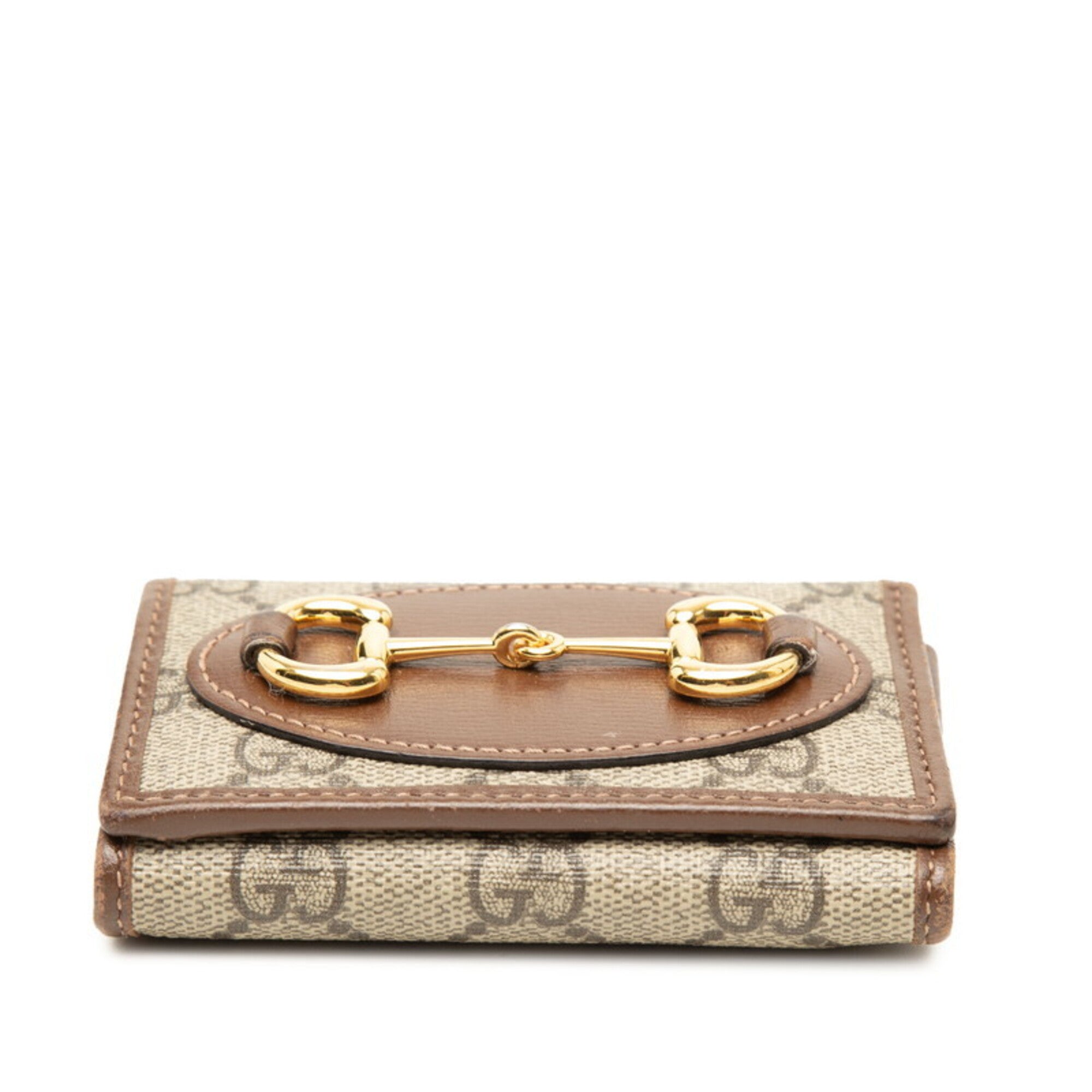 Gucci Gg Supreme Beige Brown Pvc Leather Wallet (Tri-Fold) (Pre-Owned)