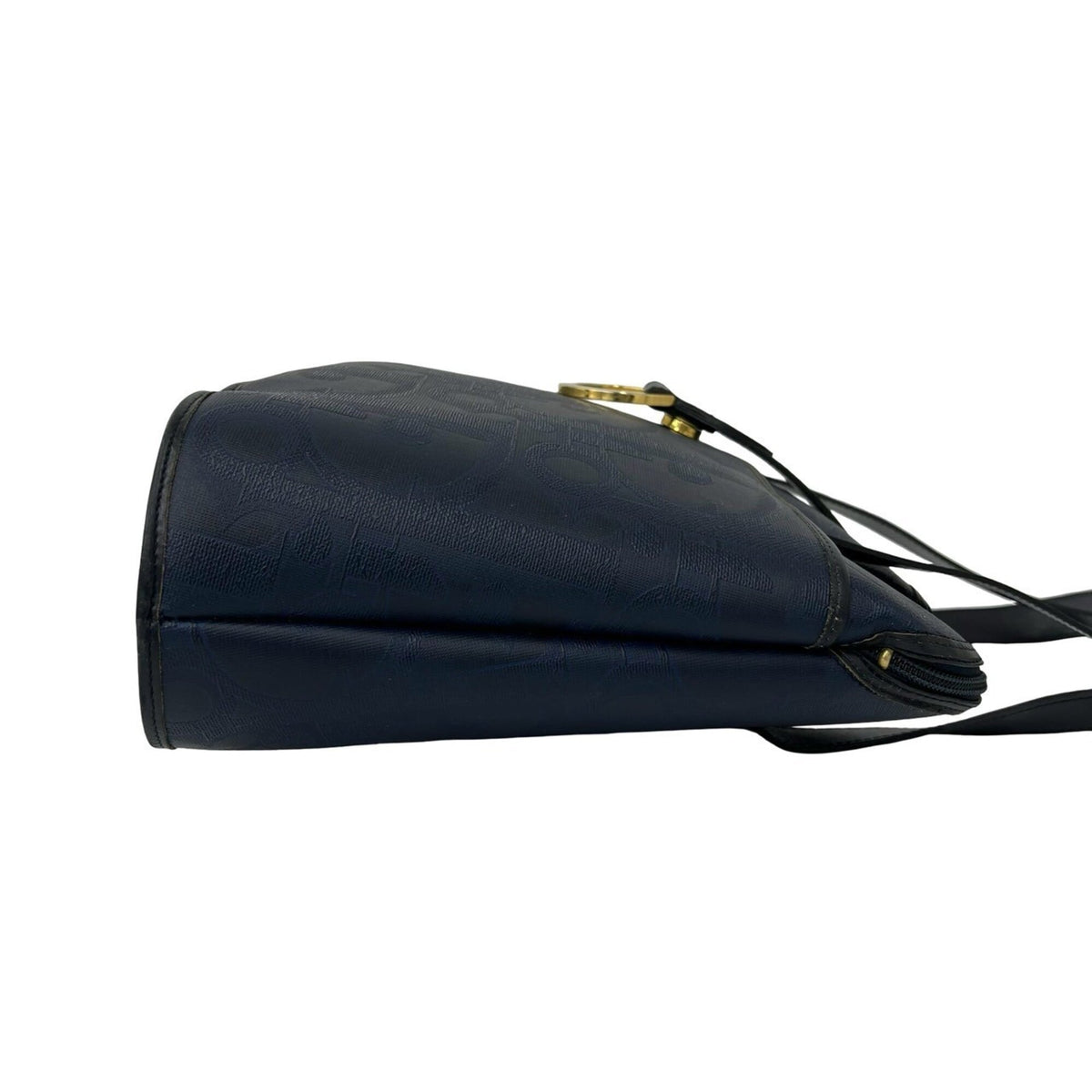 Christian Dior Black Navy Leather Pvc Shoulder Bag Tote Bag (Pre-Owned)