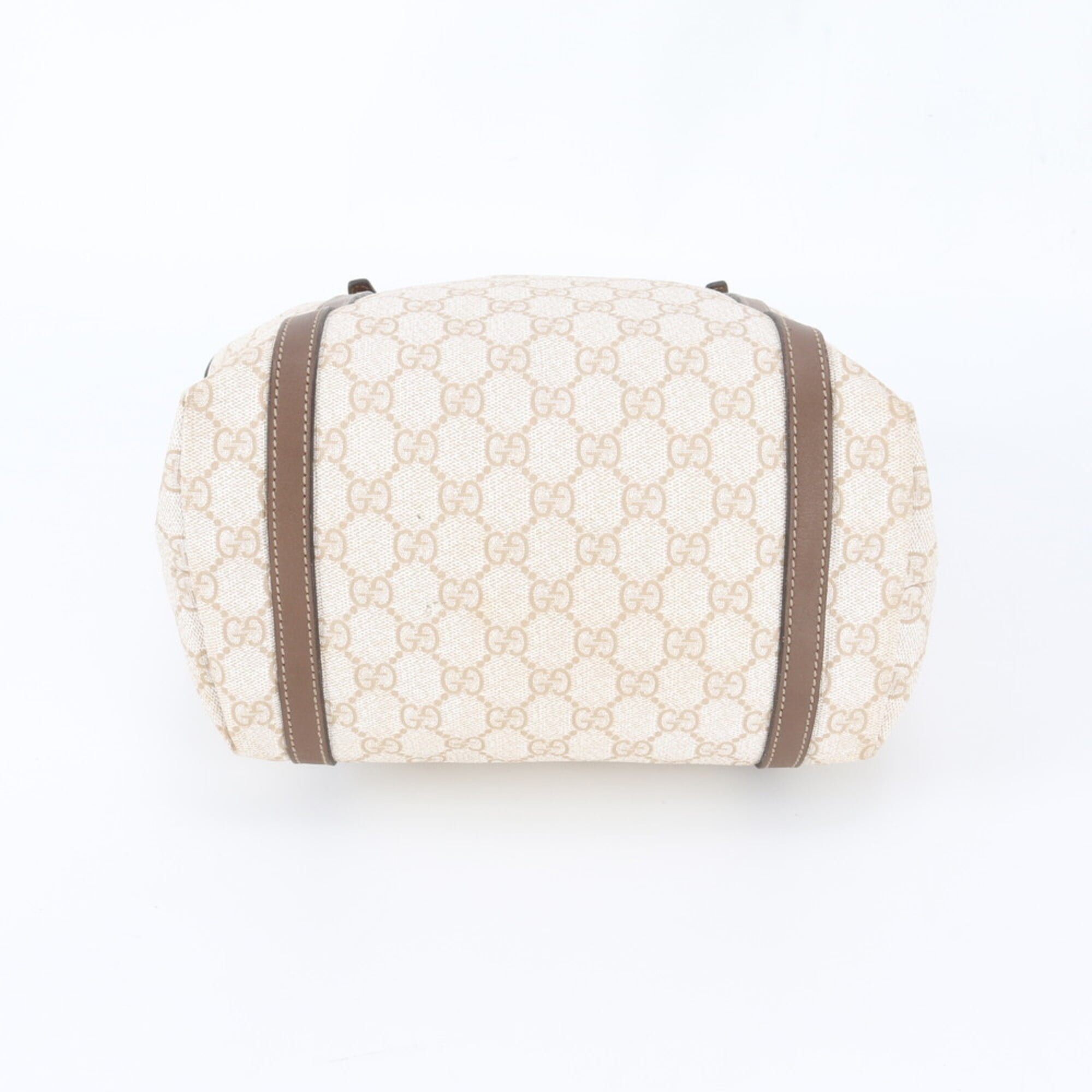 Gucci Beige Leather Coated Canvas Handbag Shoulder Bag Tote Bag (Pre-Owned)