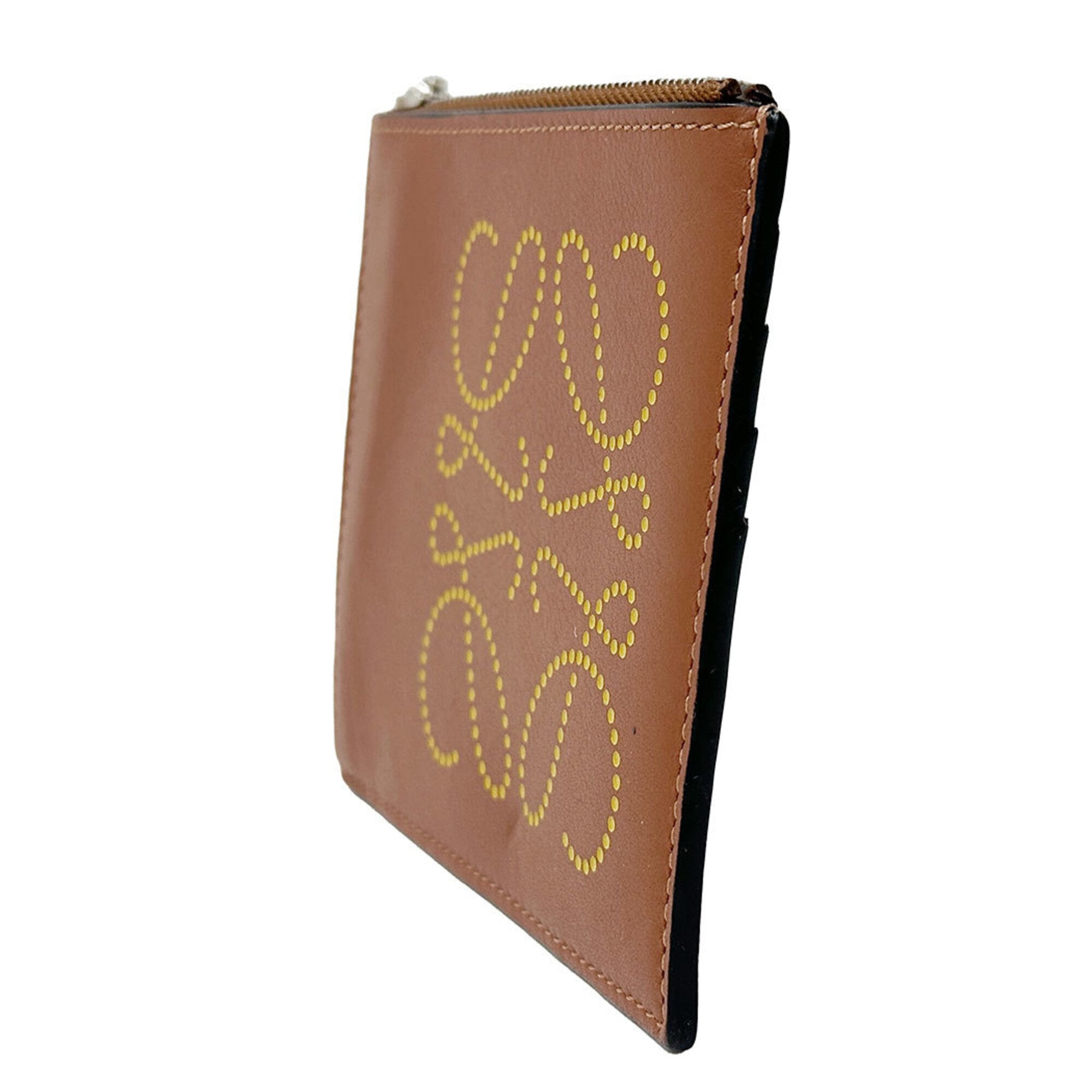 Loewe Brown Yellow Coin Purse/Coin Case (Pre-Owned)