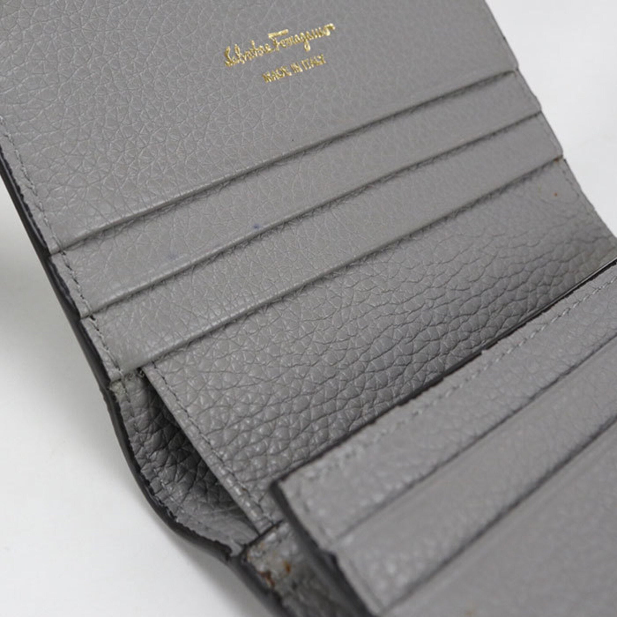 Salvatore Ferragamo Gray Leather Wallet (Bi-Fold) (Pre-Owned)